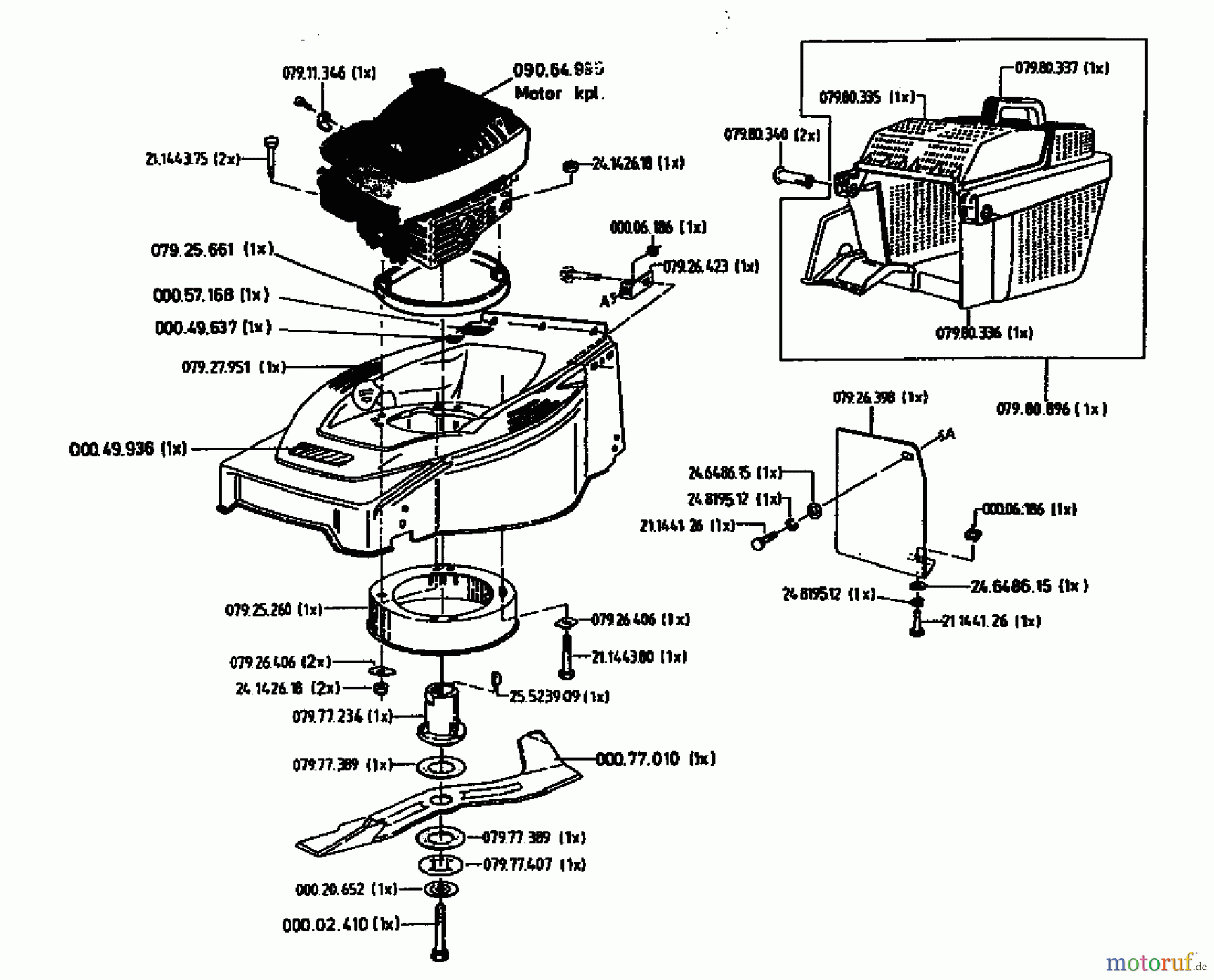 Gutbrod Motormäher HB 48 02814.07  (1996) Grasfangkorb, Messer, Motor