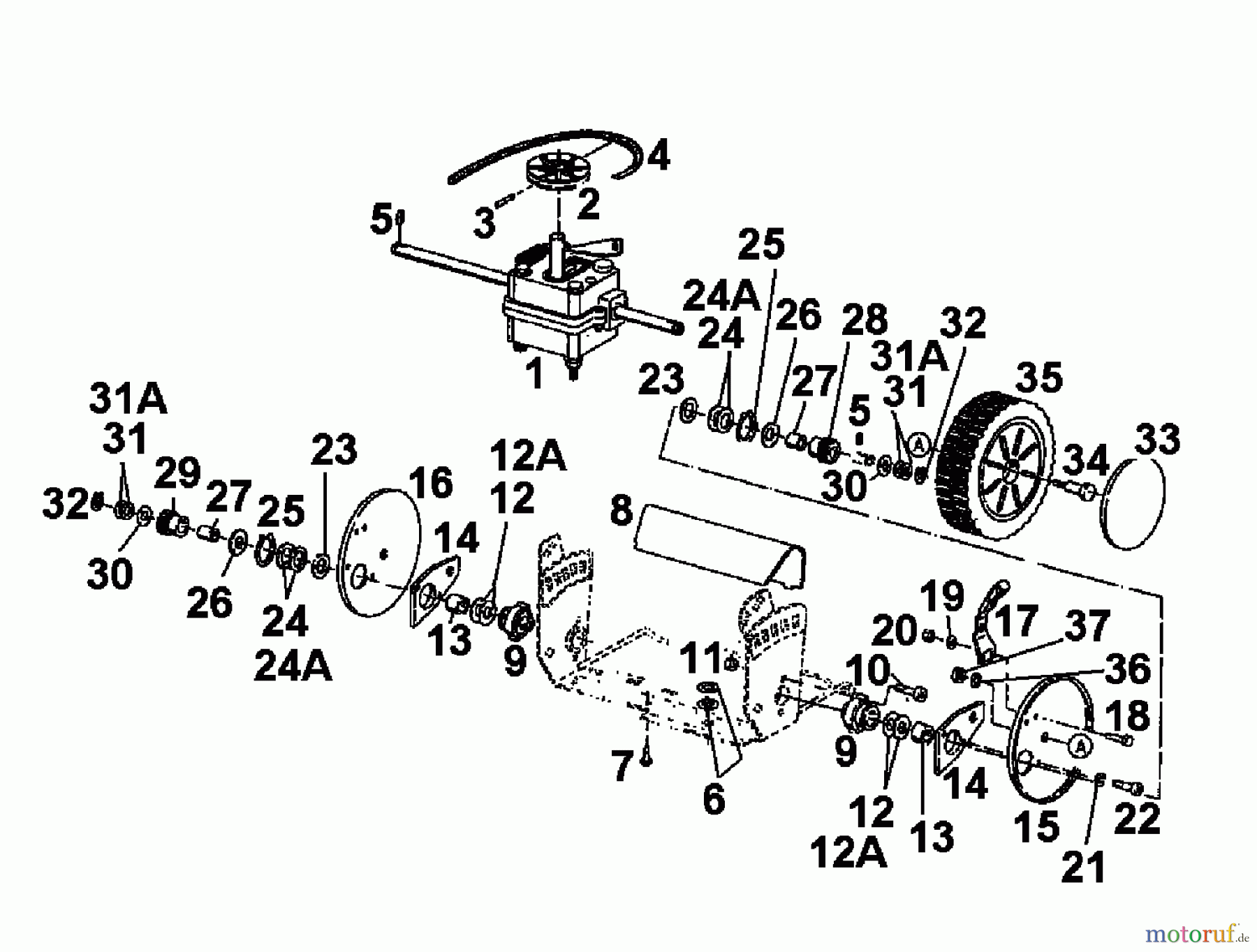  Gutbrod Motormäher mit Antrieb GOLDEN SPRINT BR 04054.02  (1996) Getriebe, Räder, Schnitthöhenverstellung