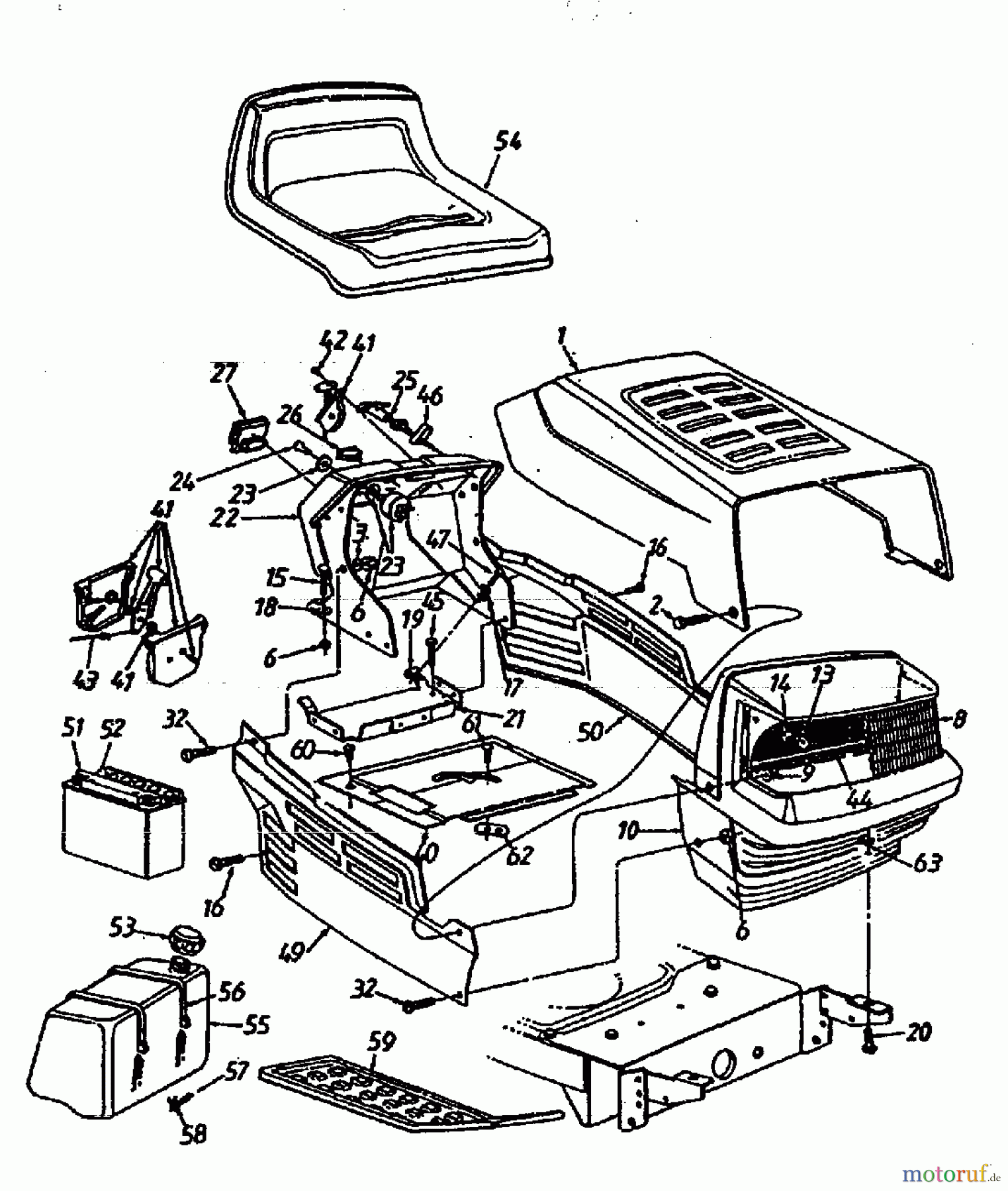 MTD Rasentraktoren E/165 136T765N678 (1996) Armaturenbrett, Motorhaube, Sitzwanne