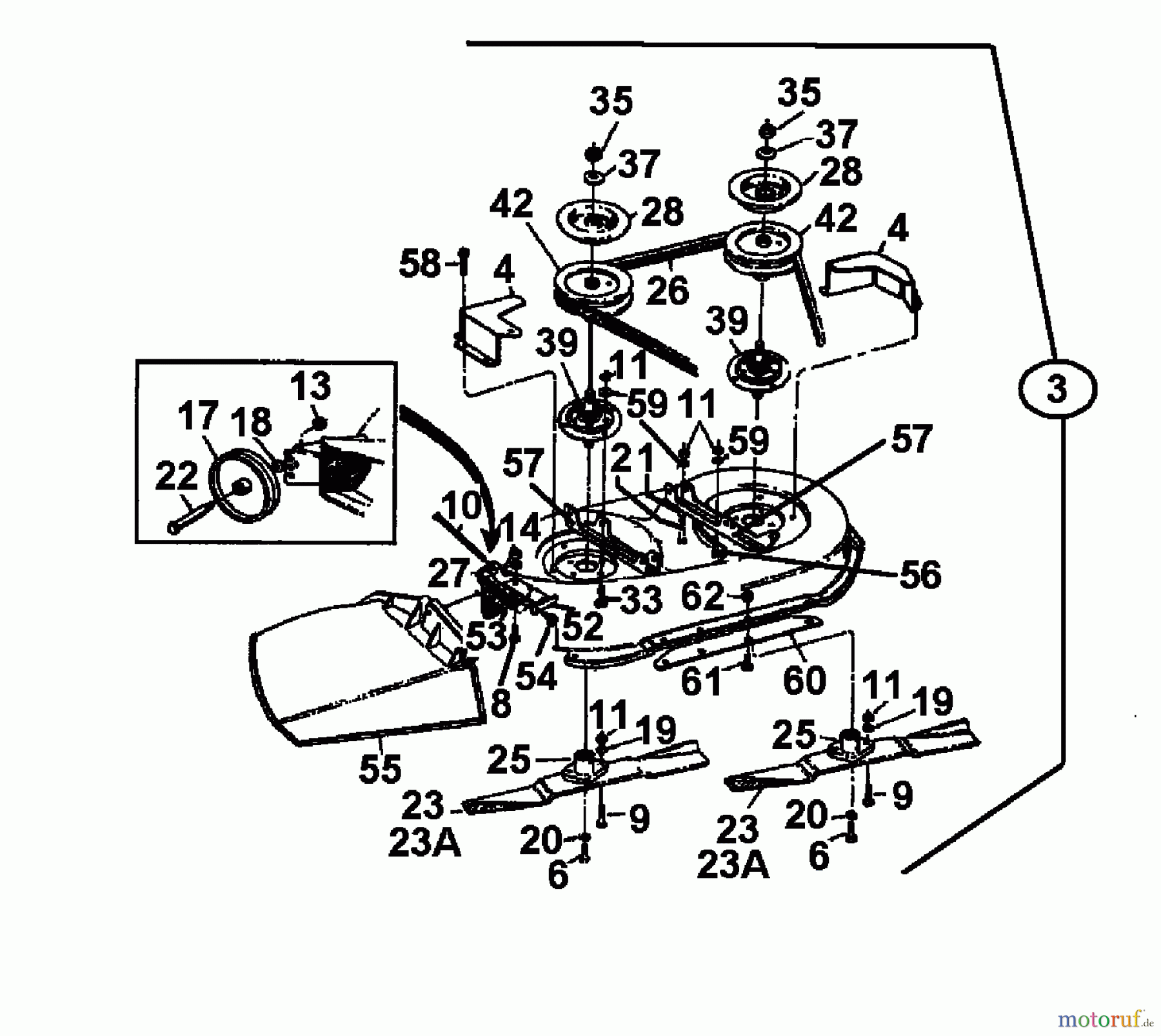MTD Rasentraktoren H 130 136N695F678 (1996) Mähwerk F (38