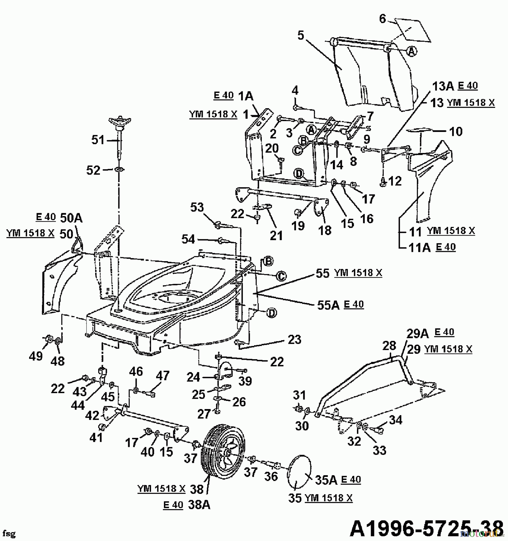 Yard-Man Elektromäher YM 1518 X 04030.05 (1996) Höhenverstellung, Räder vorne