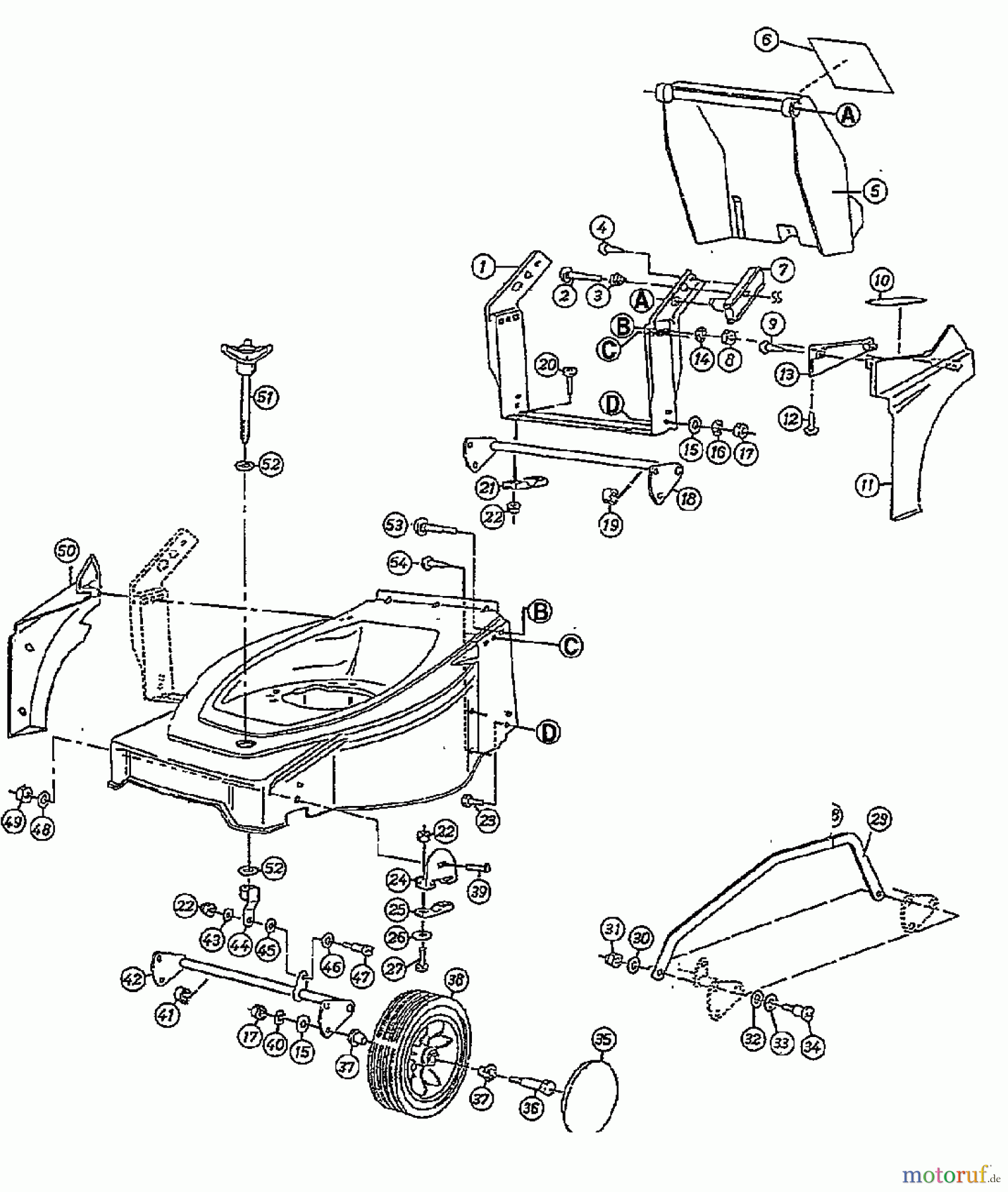 Yard-Man Elektromäher YM 1518 02817.07 (1996) Räder vorne, Schnitthöhenverstellung