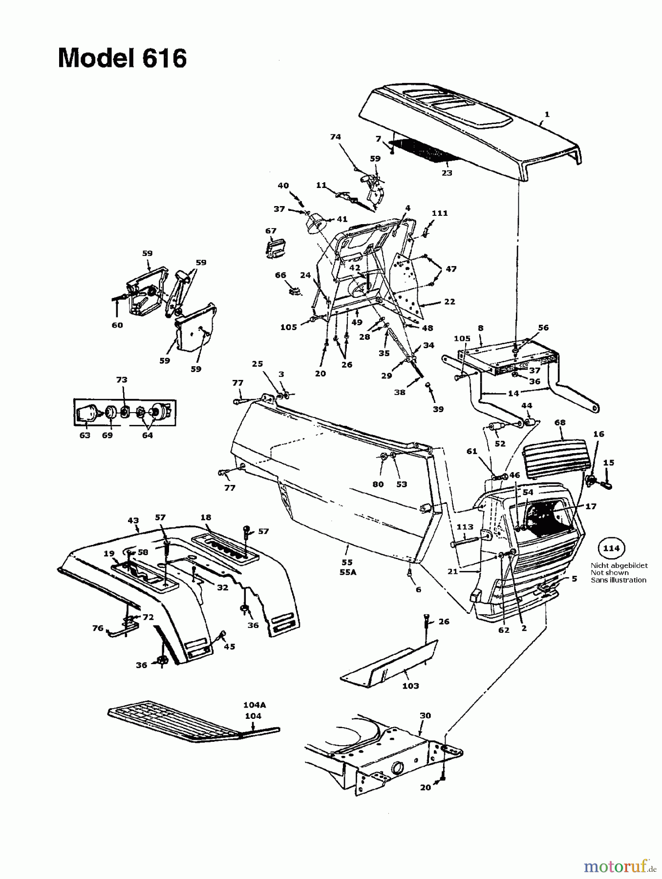  White Rasentraktoren LT 160 136T676G679  (1996) Armaturenbrett, Motorhaube, Sitzwanne