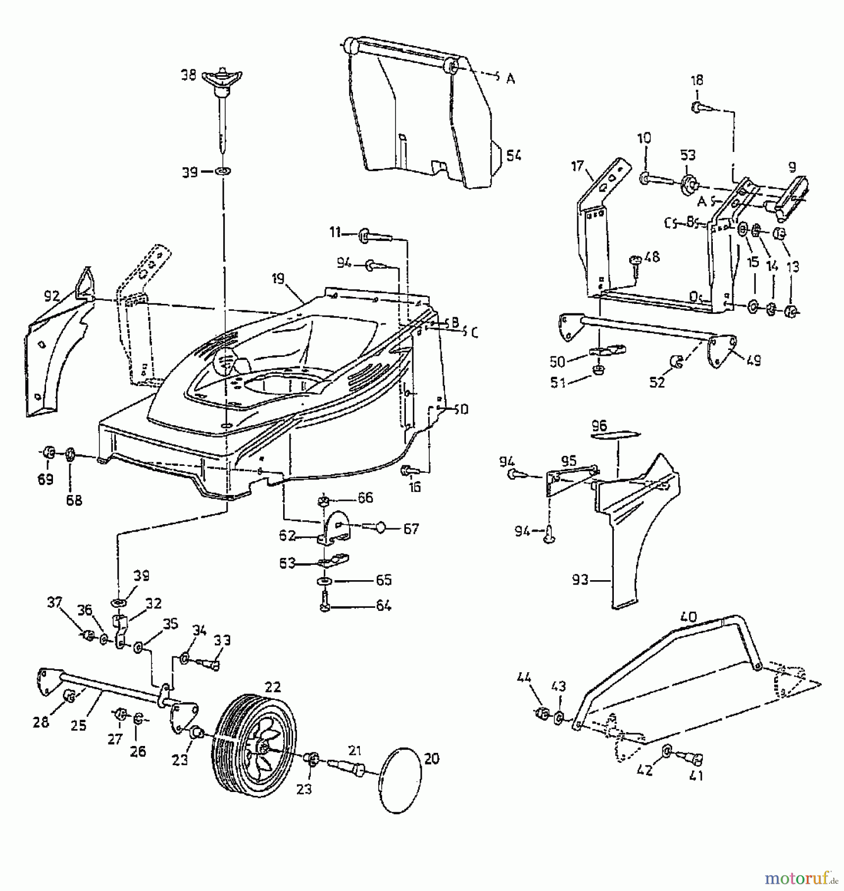  Yard-Man Elektromäher YM 1518 02817.07  (1997) Höhenverstellung, Räder