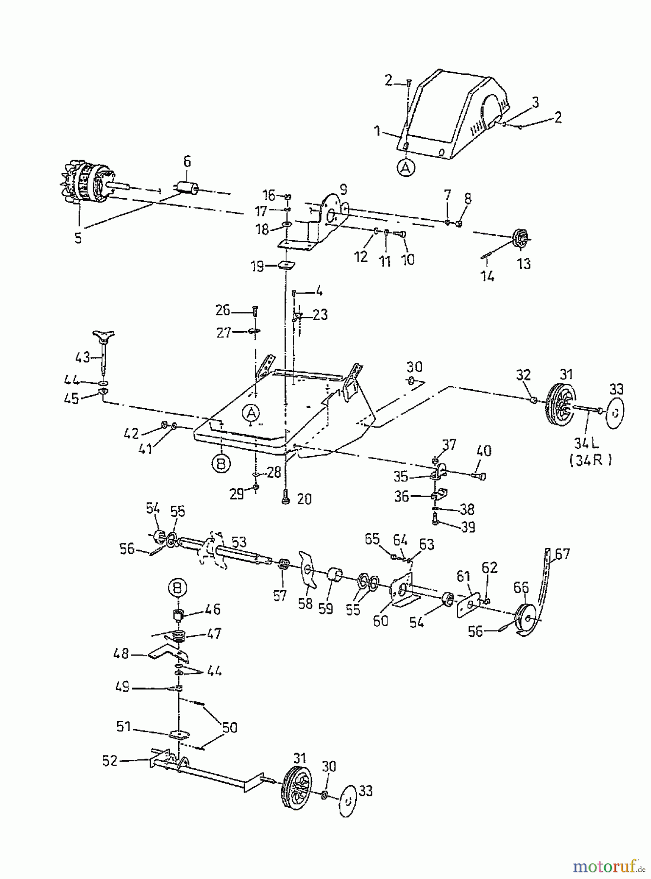  Gutbrod Elektrovertikutierer VE 38 07519.03  (1997) Elektromotor, Messerwalze, Räder