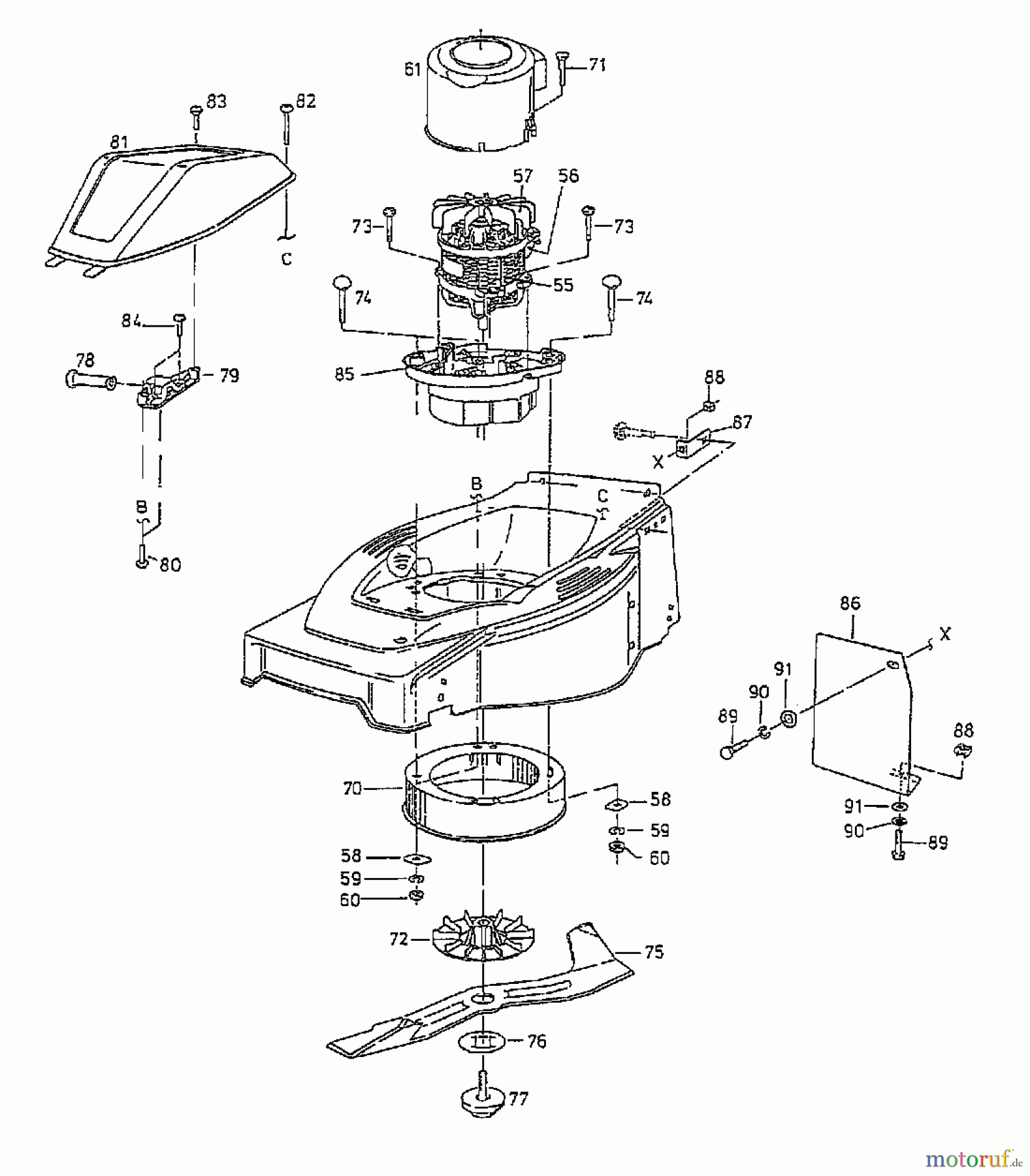 Yard-Man Elektromäher YM 1518 02817.07 (1997) Elektromotor, Messer