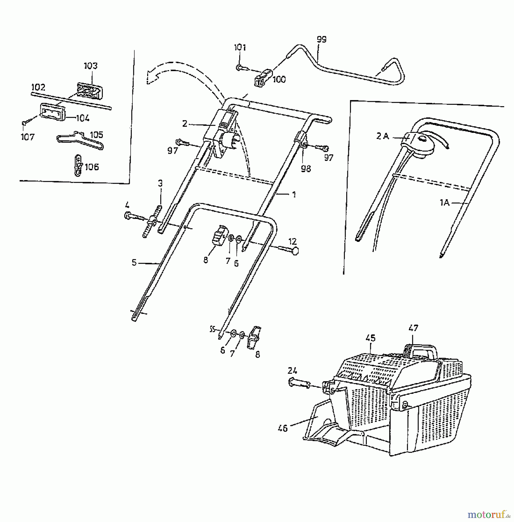  Yard-Man Elektromäher YM 1518 02817.07  (1997) Grasfangkorb, Holm