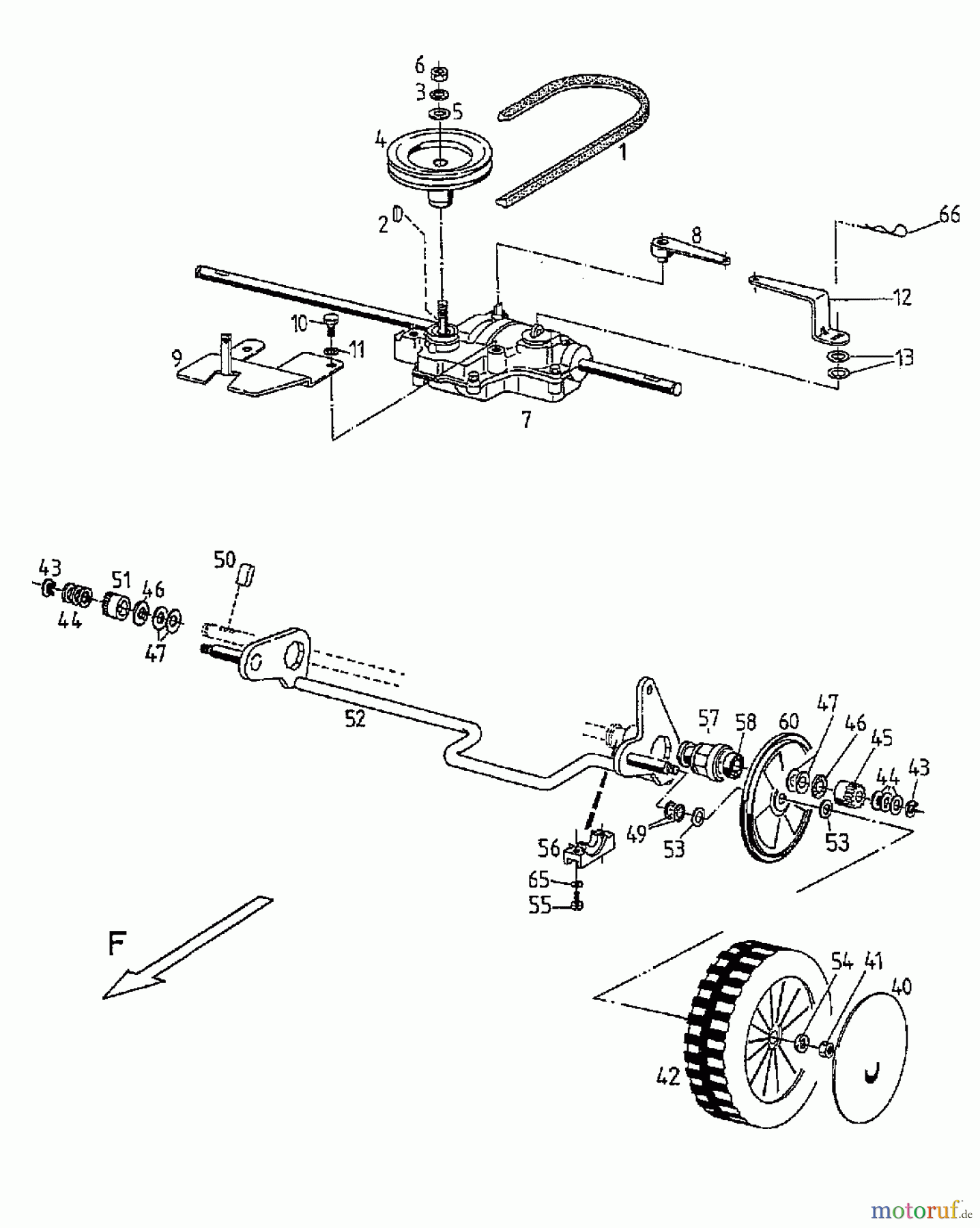  Gutbrod Motormäher mit Antrieb MH 544 R 3 04031.08  (1997) Getriebe, Räder