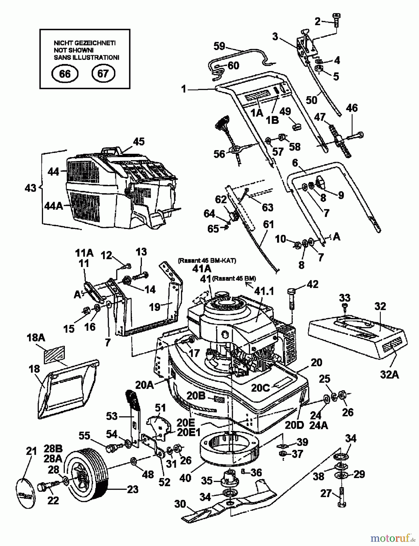 Rasant Motormäher 45 BM-KAT 04037.02 (1997) Grundgerät