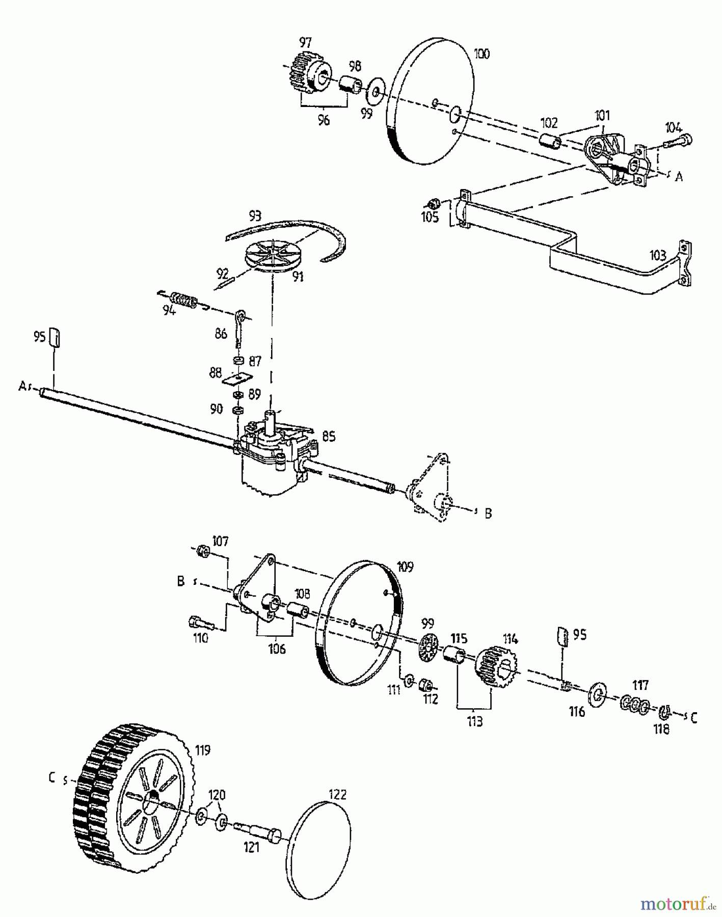 Gutbrod Motormäher mit Antrieb HB 48 RL 02815.04 (1997) Getriebe, Räder