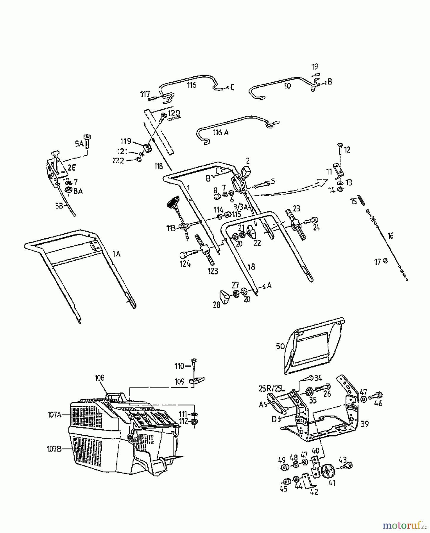  Golf Motormäher mit Antrieb Golf BRL 04068.02  (1997) Grasfangkorb, Heckklappe, Holm