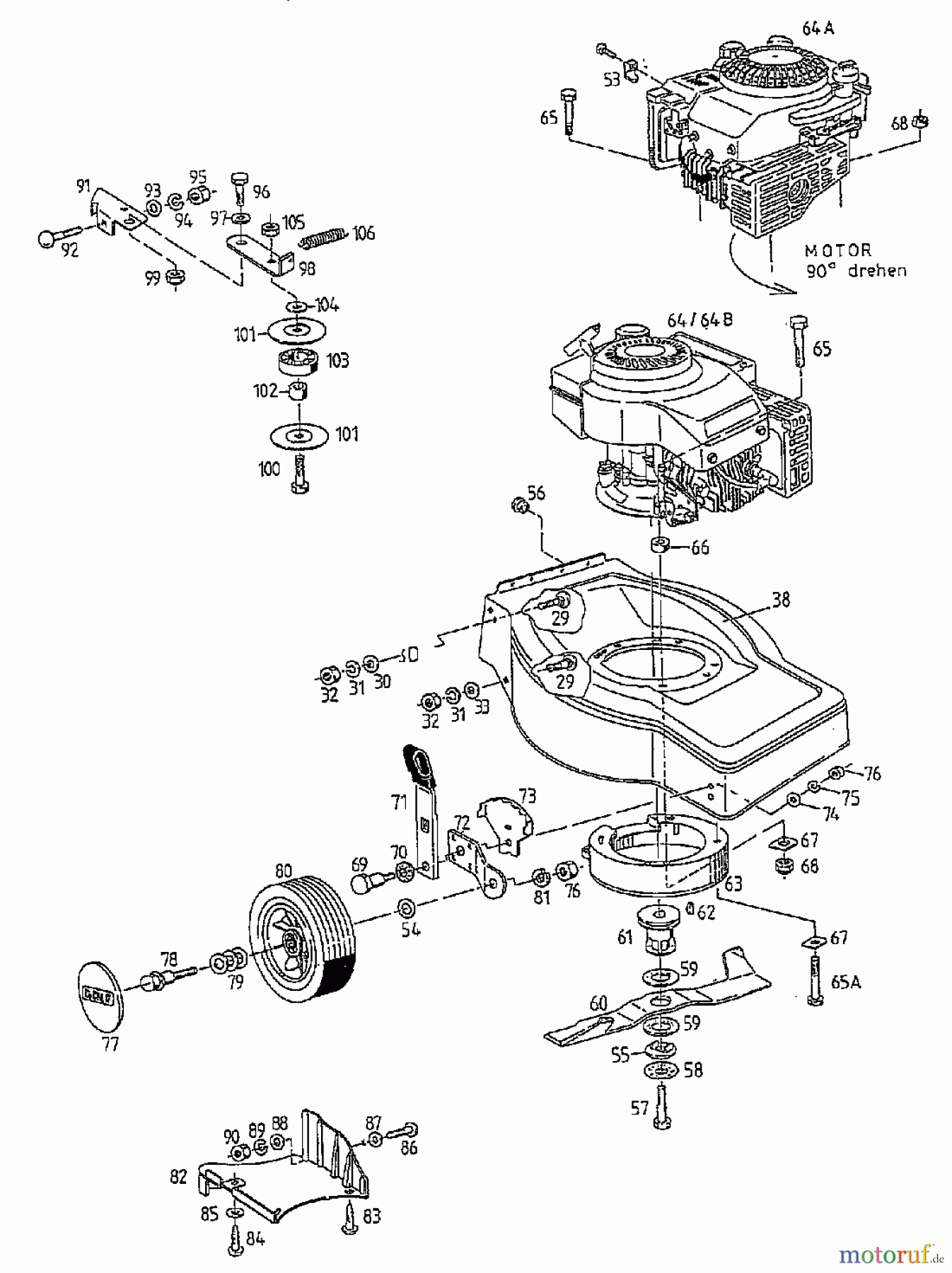  Golf Motormäher mit Antrieb BRL 04068.02  (1997) Grundgerät