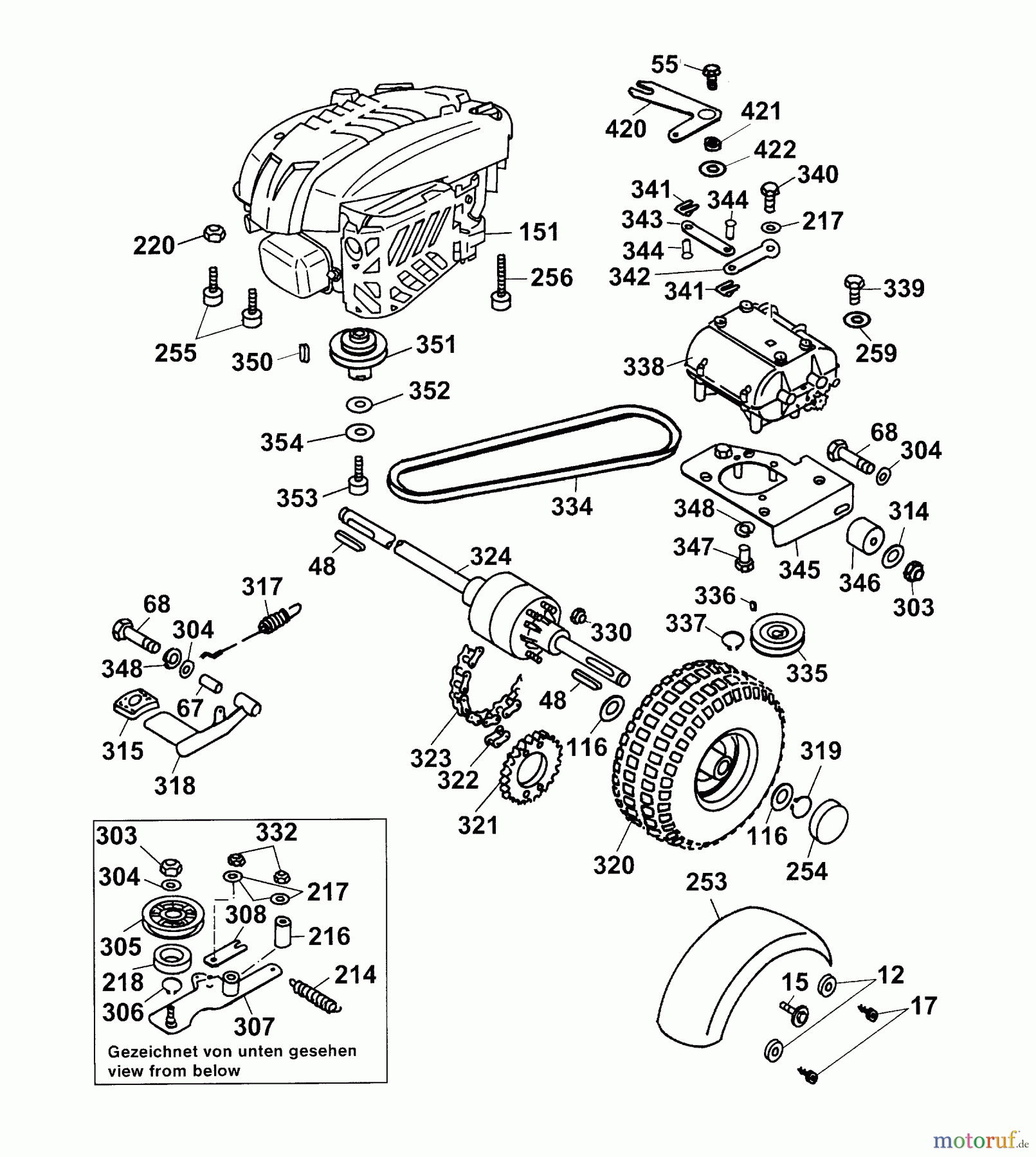 Wolf-Garten Scooter Scooter OHV 3 6995000 Serie D (2003) Differential, Fahrantrieb, Motor