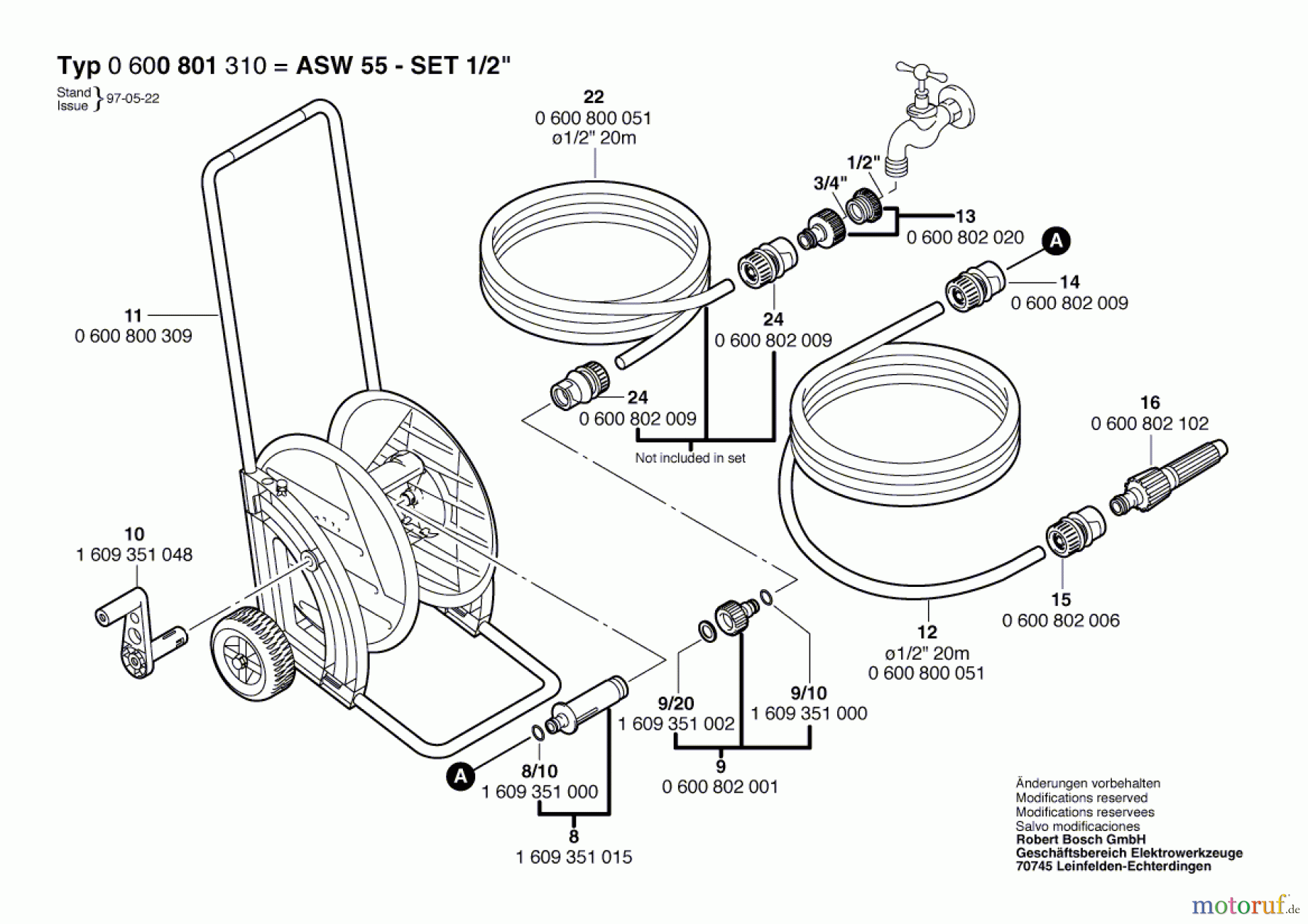 Bosch Wassertechnik Schlauchwagen ASW 55-SET 1/2