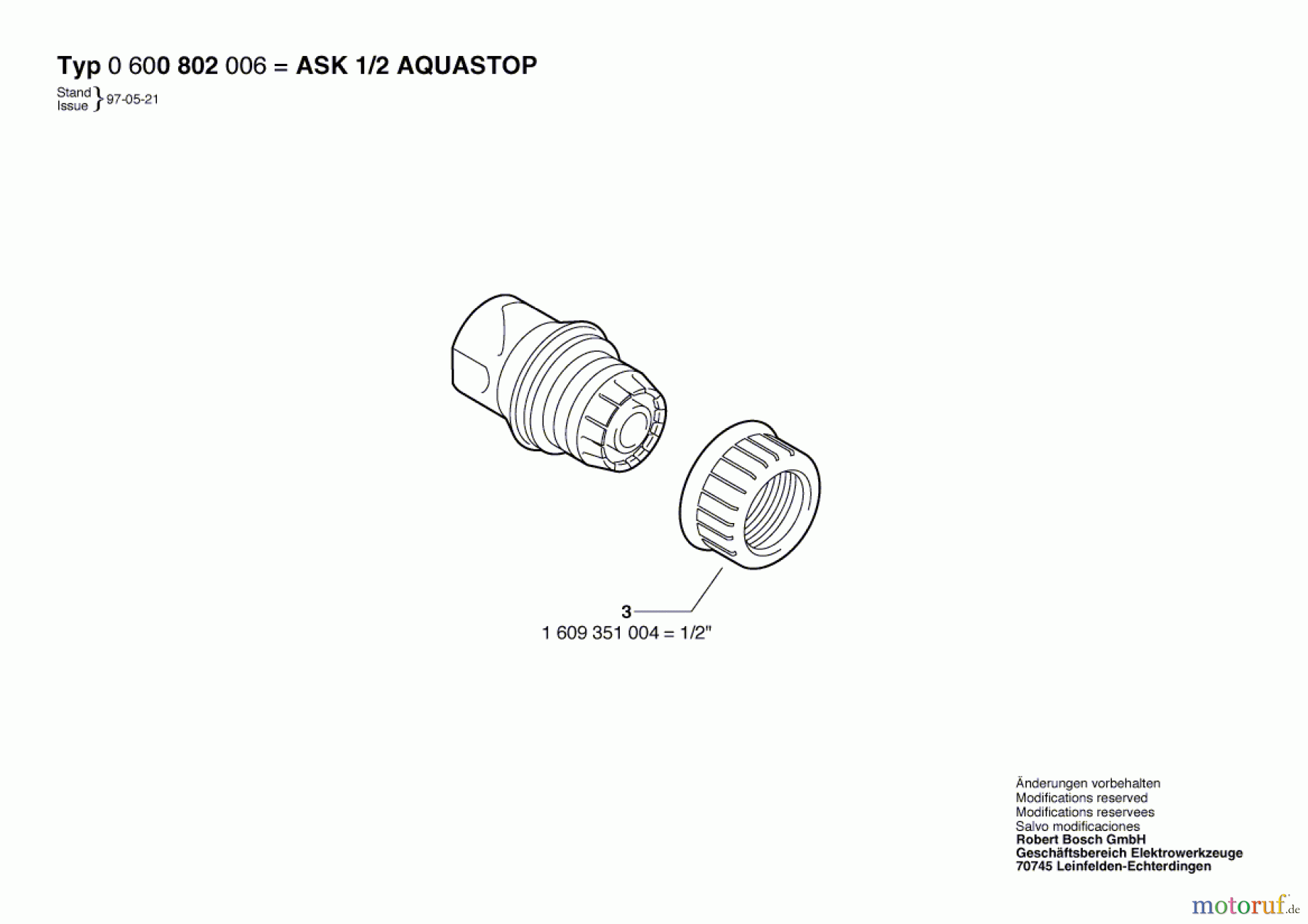  Bosch Wassertechnik Schlauchkupplung ASK 1/2 AQUASTOP Seite 1