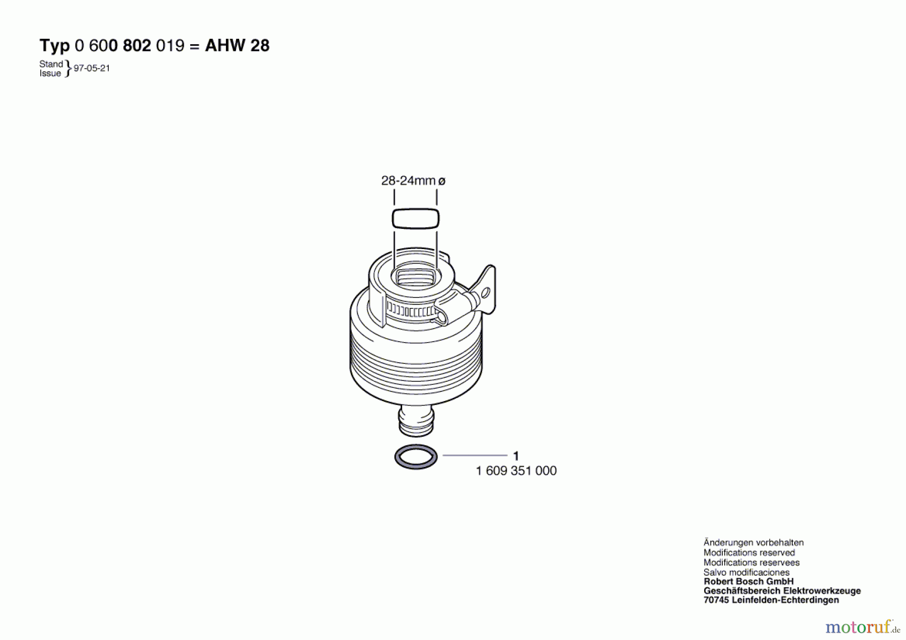 Bosch Wassertechnik Hahnanschlussstück AHW 28 Seite 1