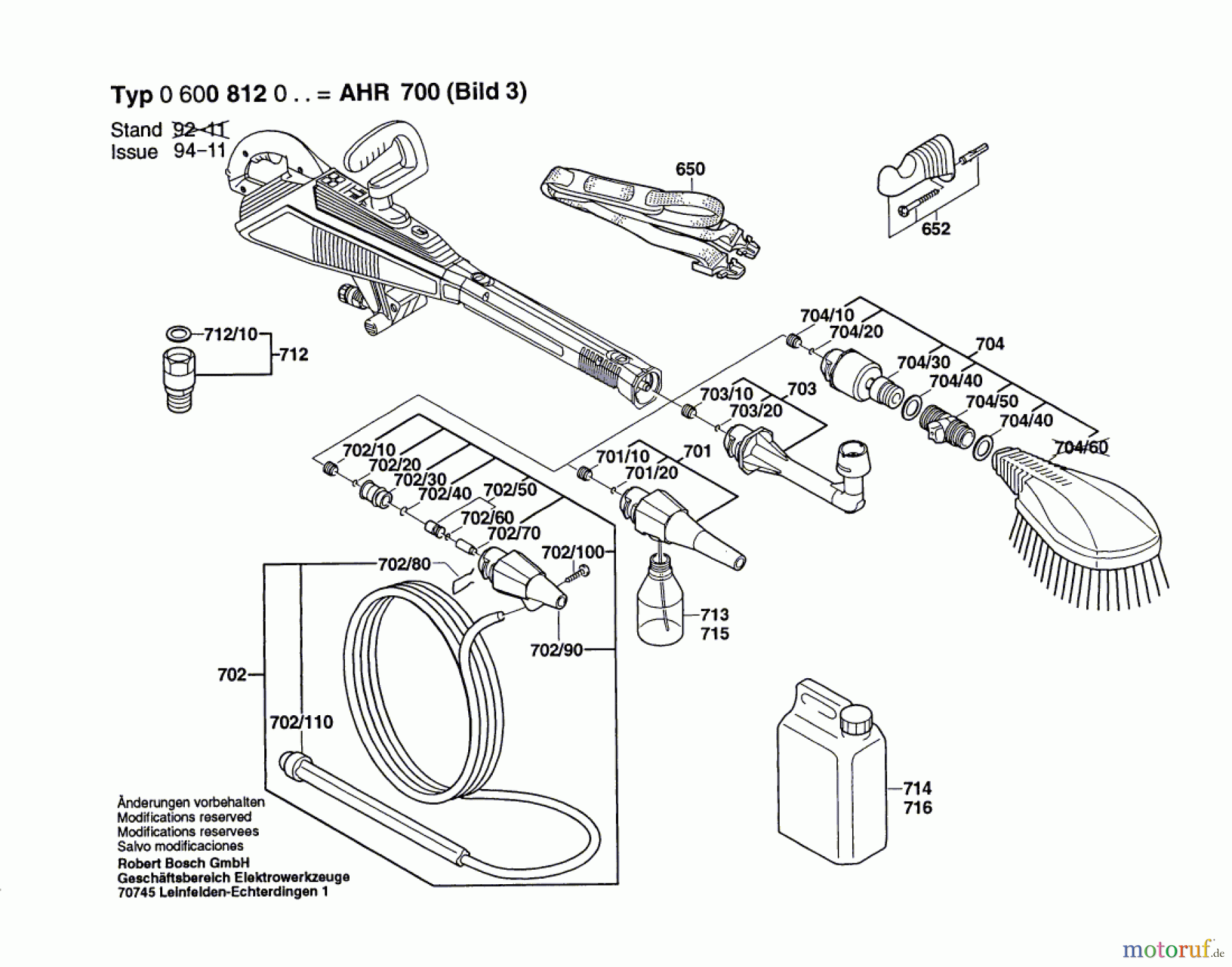 Bosch Wassertechnik Hochdruckreiniger AHR 700 Seite 3