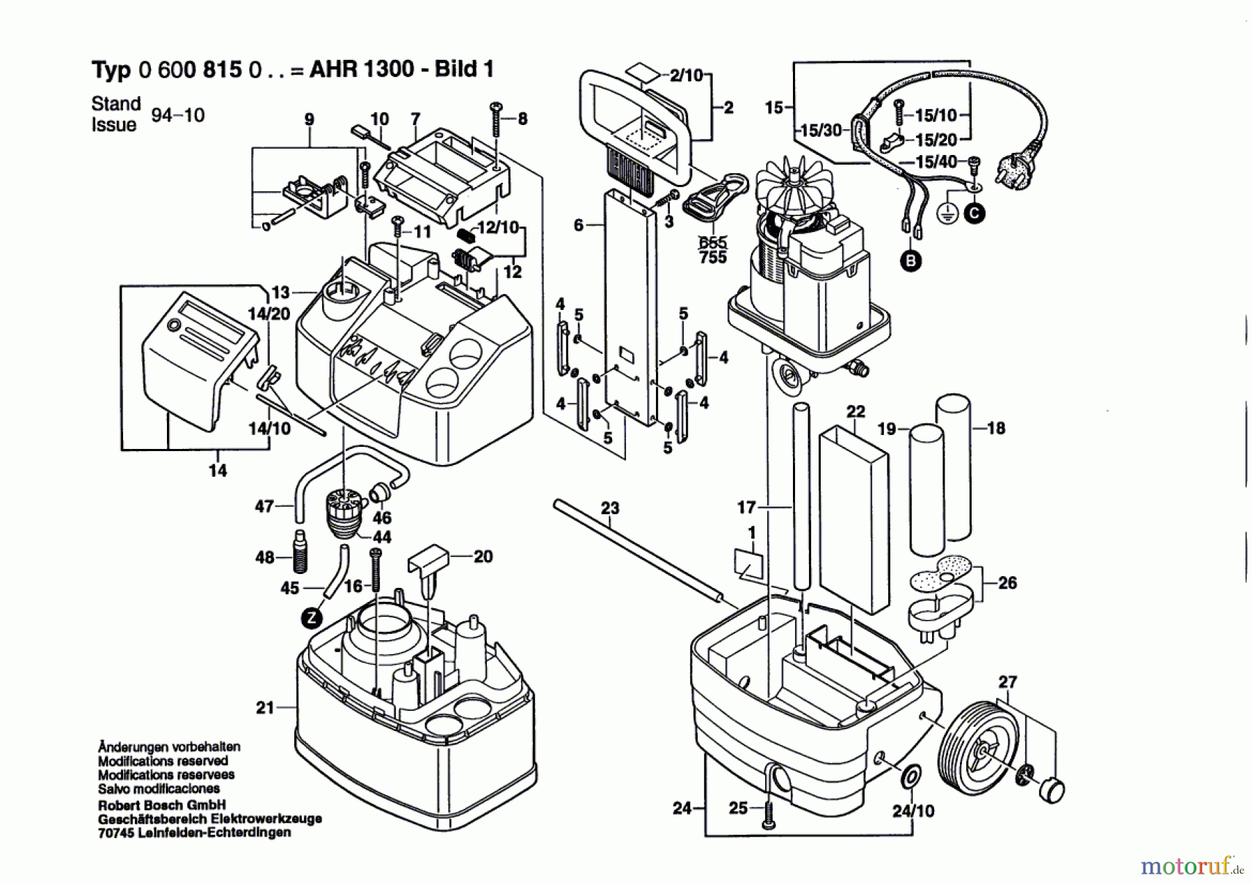Bosch Wassertechnik Hochdruckreiniger AHR 1300 Seite 1