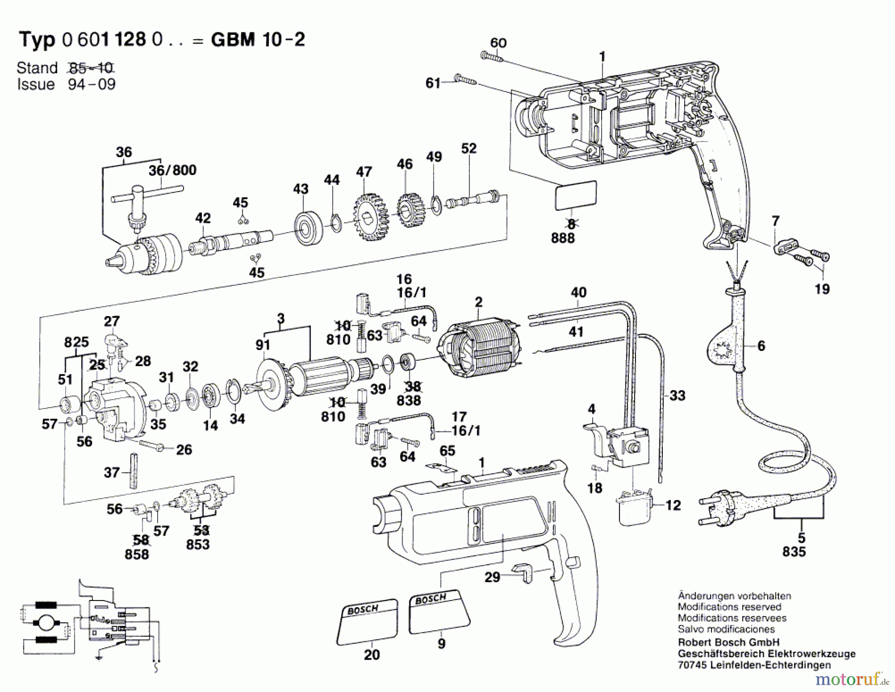 Bosch Werkzeug Bohrmaschine GMB 10-2 Seite 1
