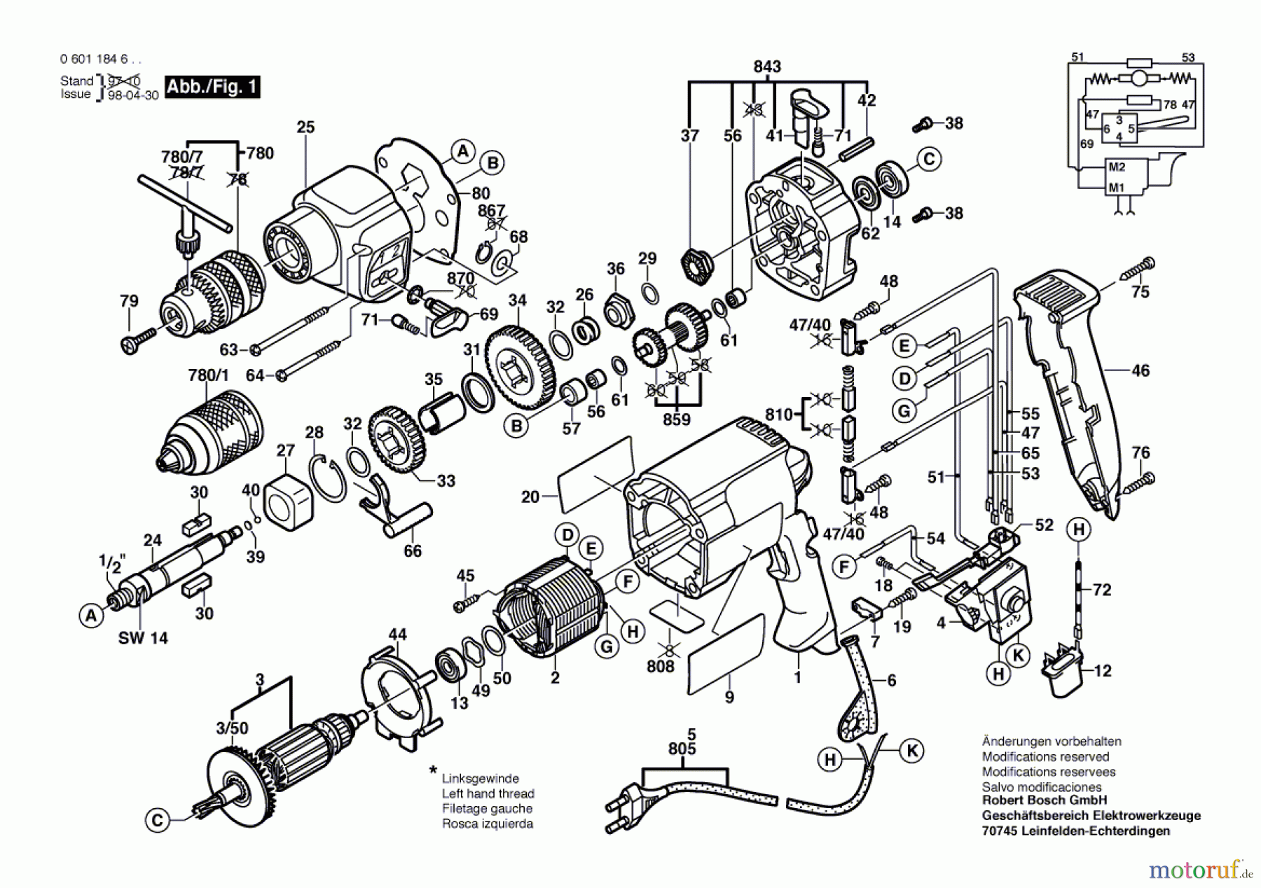 Bosch Werkzeug Schlagbohrmaschine GSB 680 PROFI Seite 1