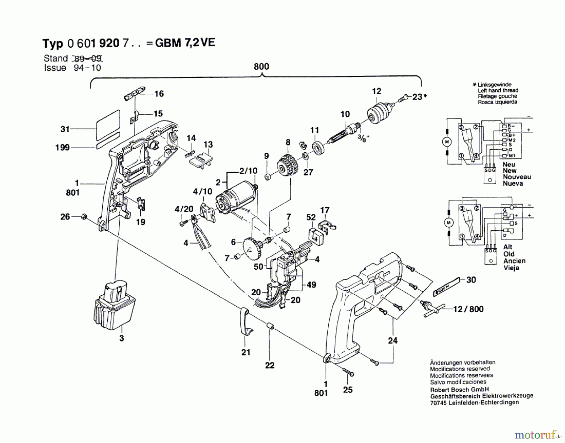 Bosch Akku Werkzeug Akku-Bohrmaschine GBM 7,2 VE Seite 1