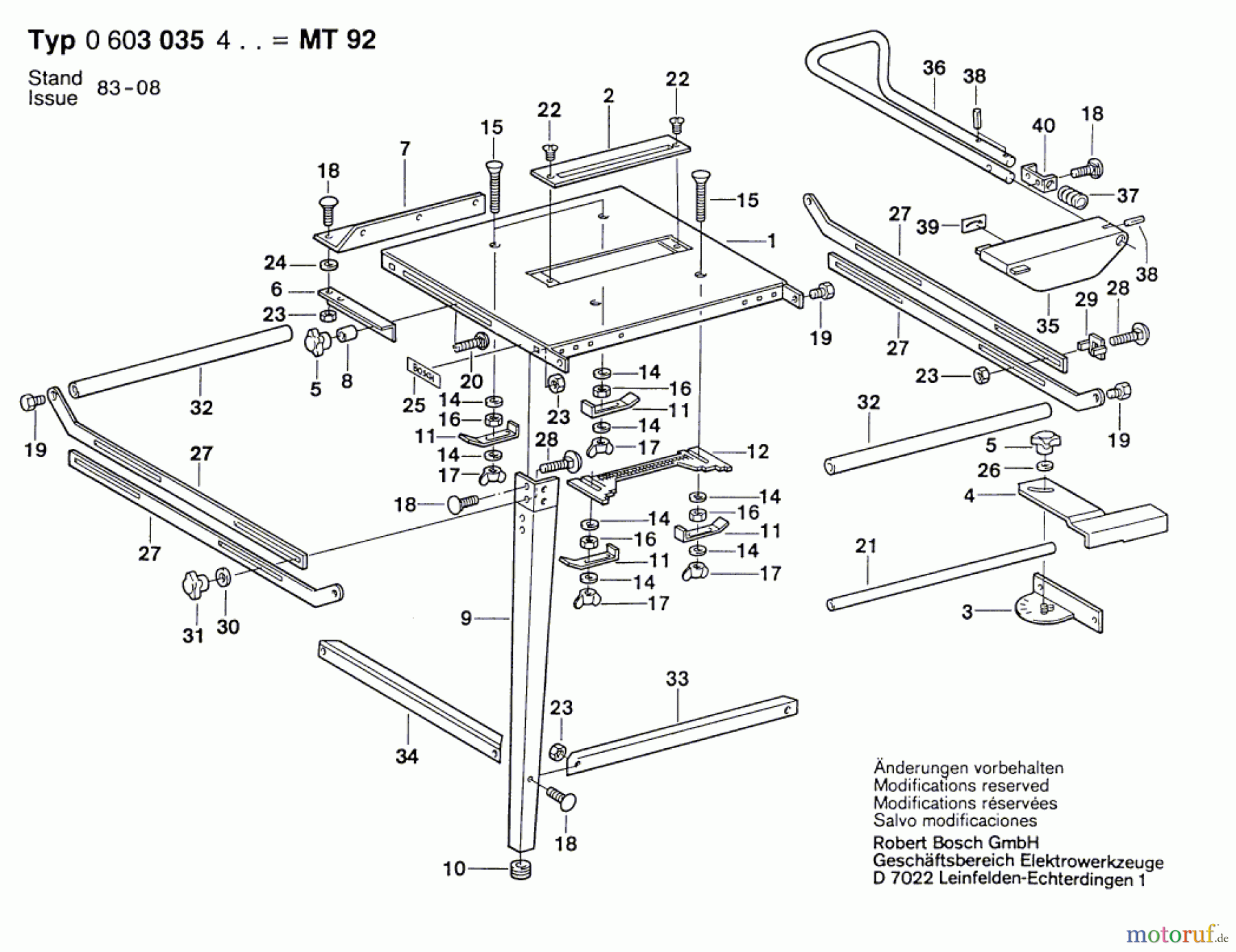 Bosch Werkzeug Sägetisch MT 92 Seite 1