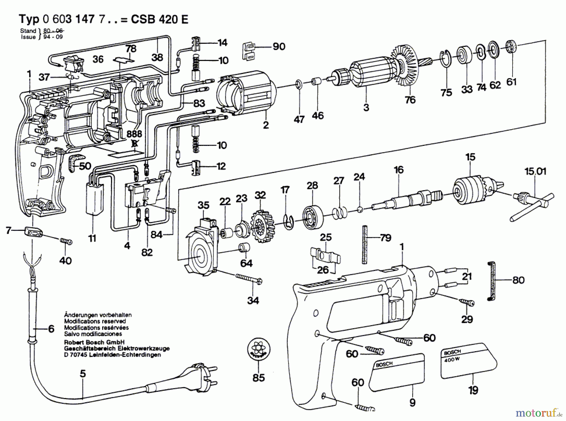 Bosch Werkzeug Schlagbohrmaschine CSB 420-E Seite 1