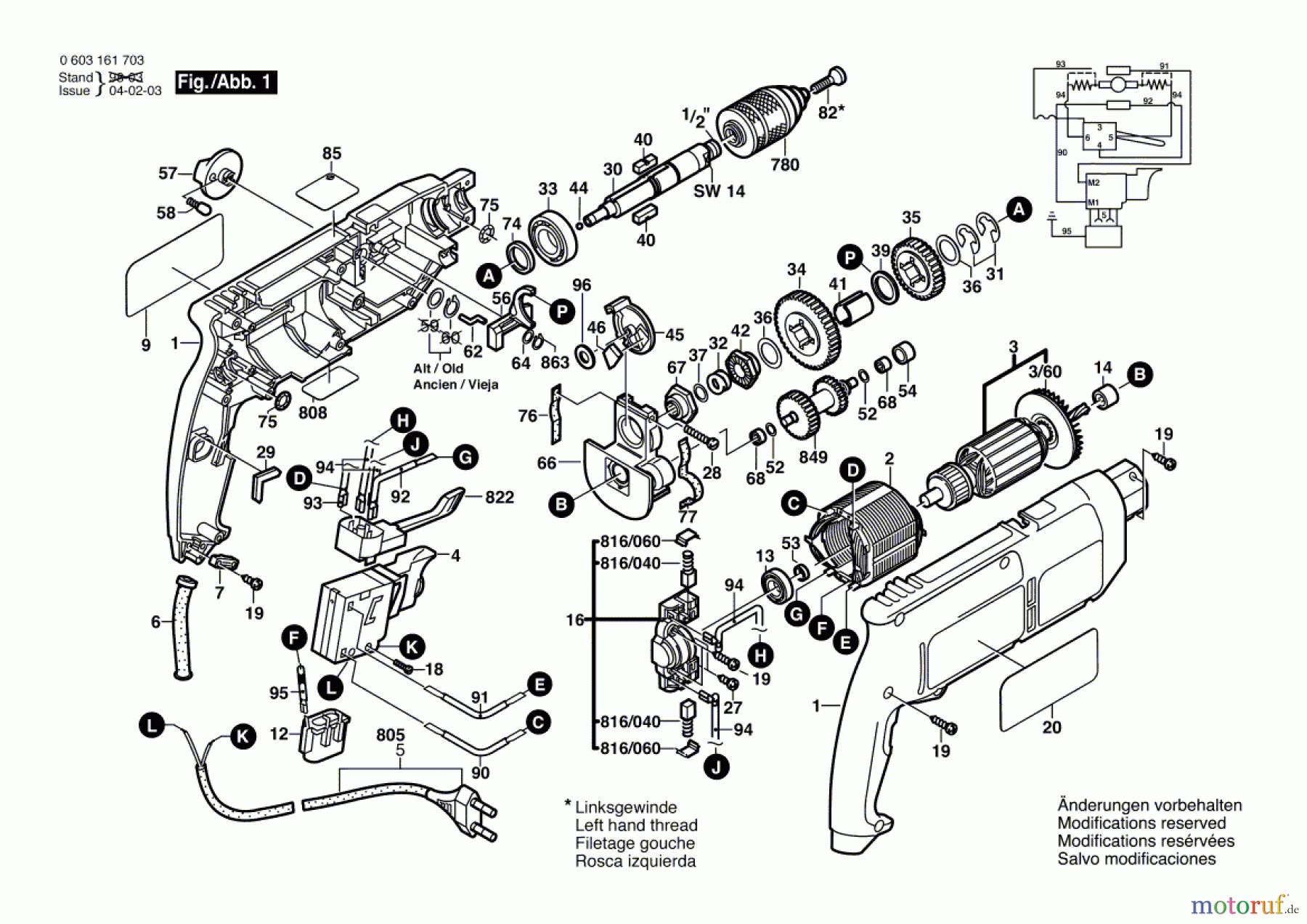 Bosch Werkzeug Schlagbohrmaschine PSB 680-2 RE Seite 1