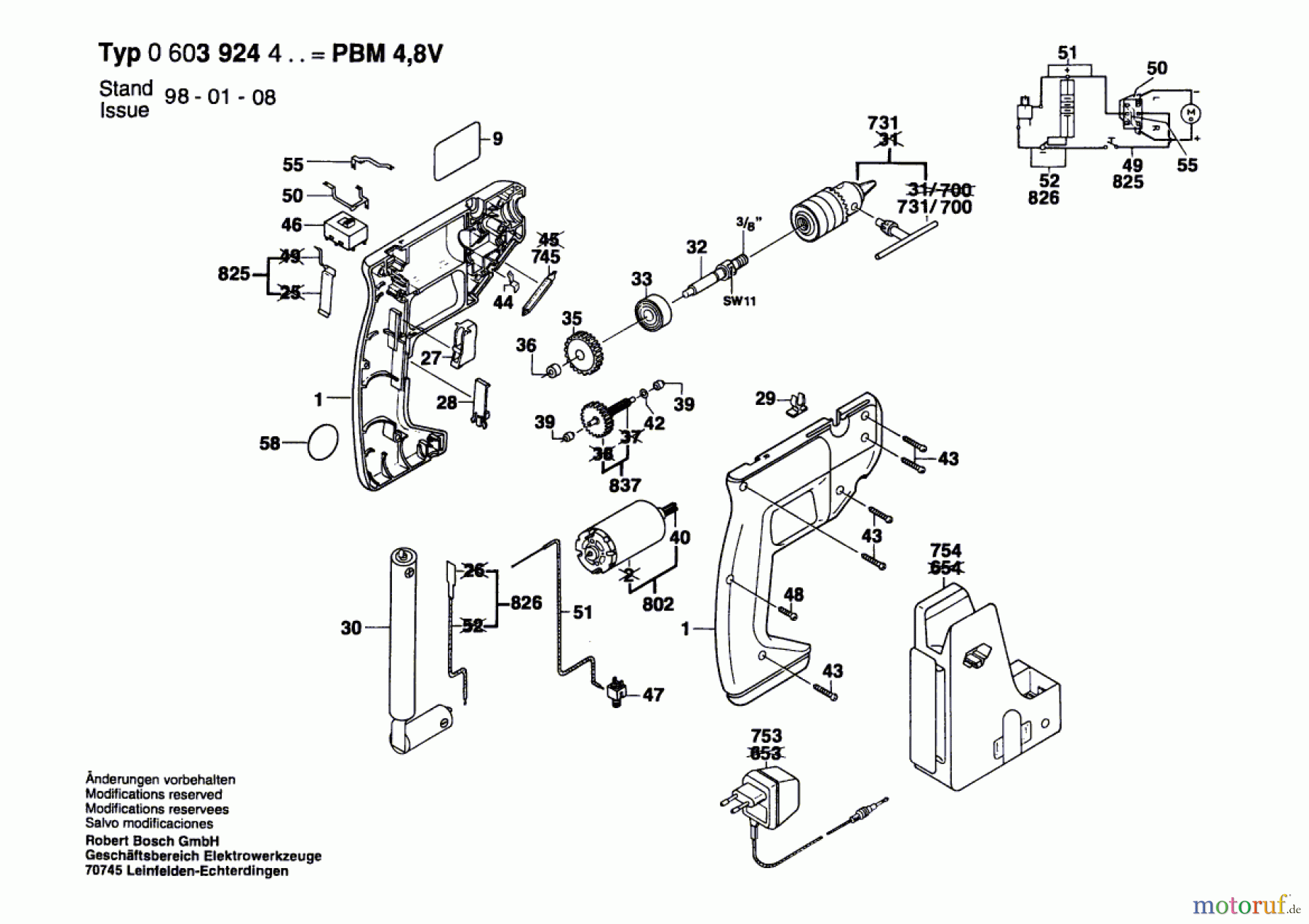 Bosch Akku Werkzeug Akku-Bohrmaschine PBM 4,8 V Seite 1