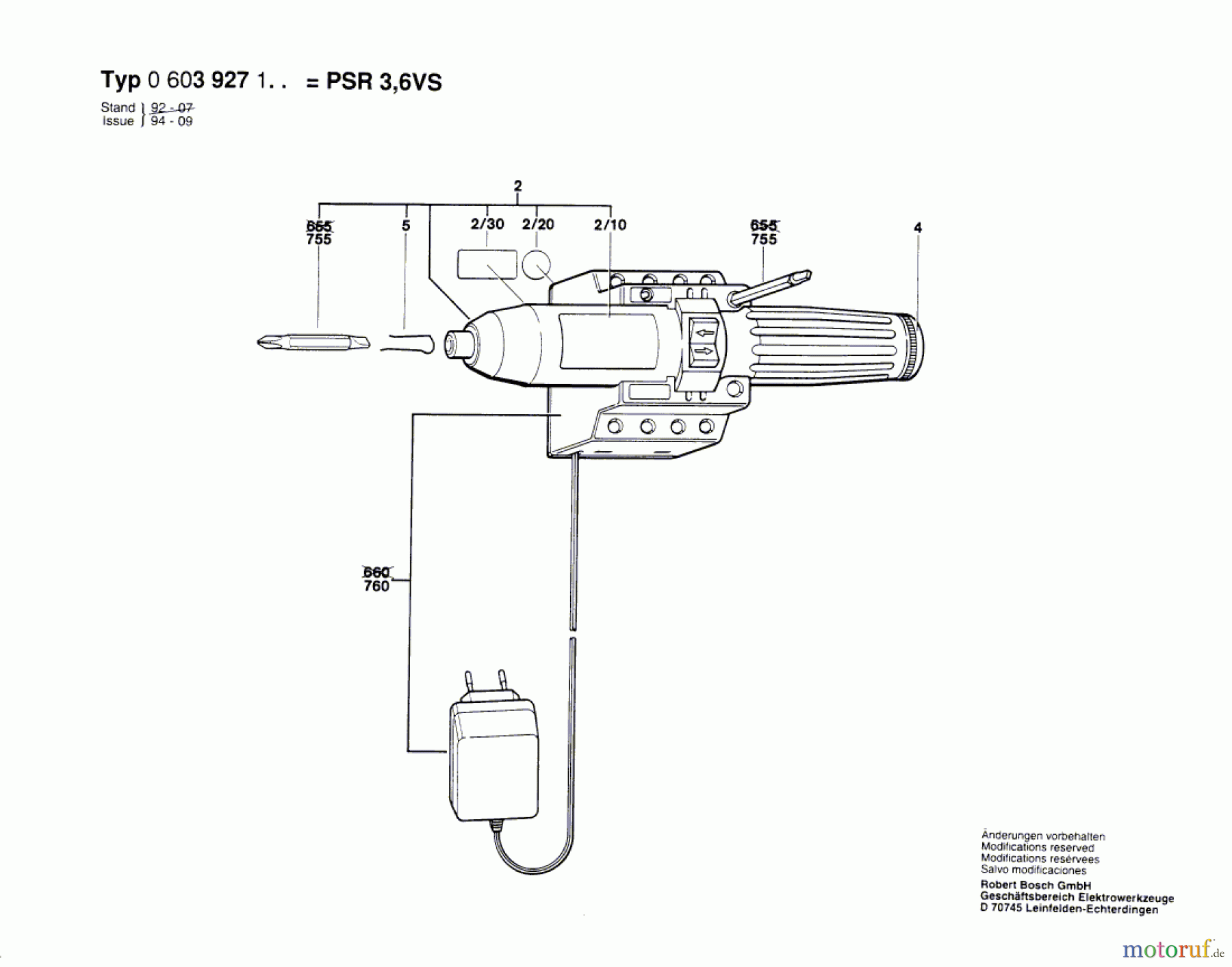  Bosch Akku Werkzeug Akku-Schrauber PSR 3,6 VS Seite 1
