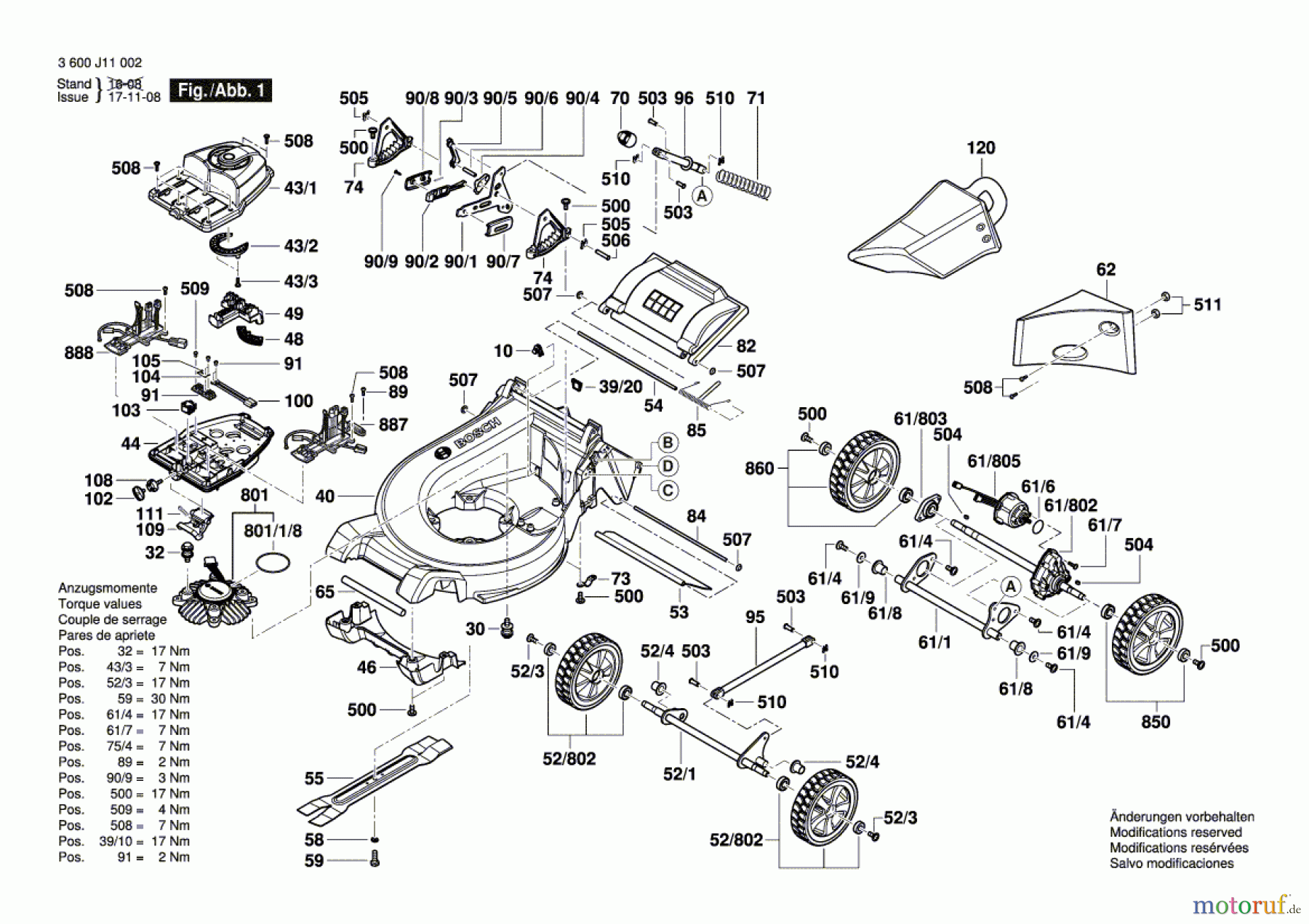 Bosch Gartengeräte Rasenmäher GRA 53 Seite 1