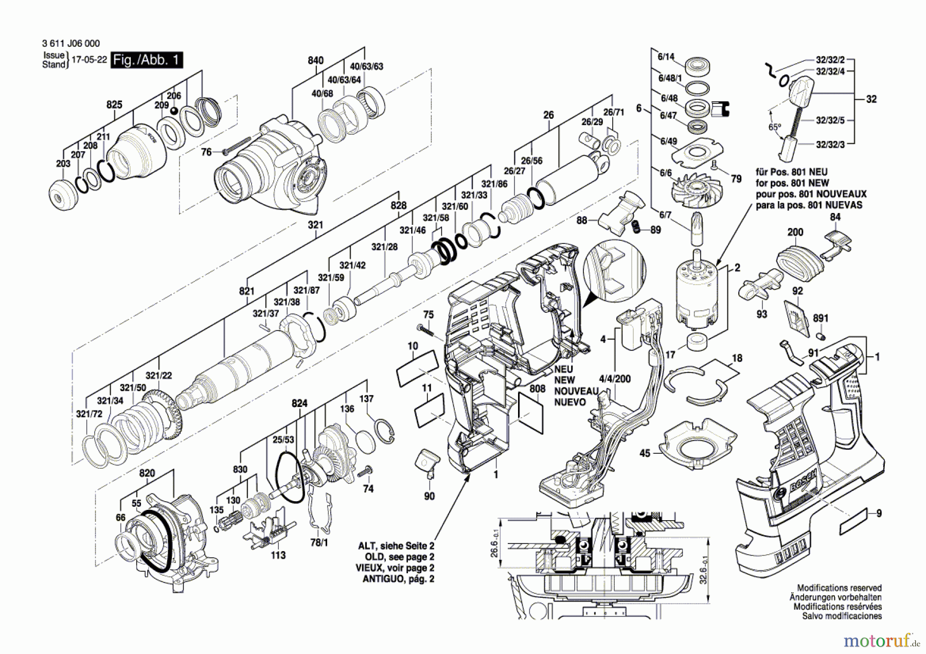 Bosch Akku Werkzeug Akku-Bohrhammer GBH 36 V-LI Seite 1