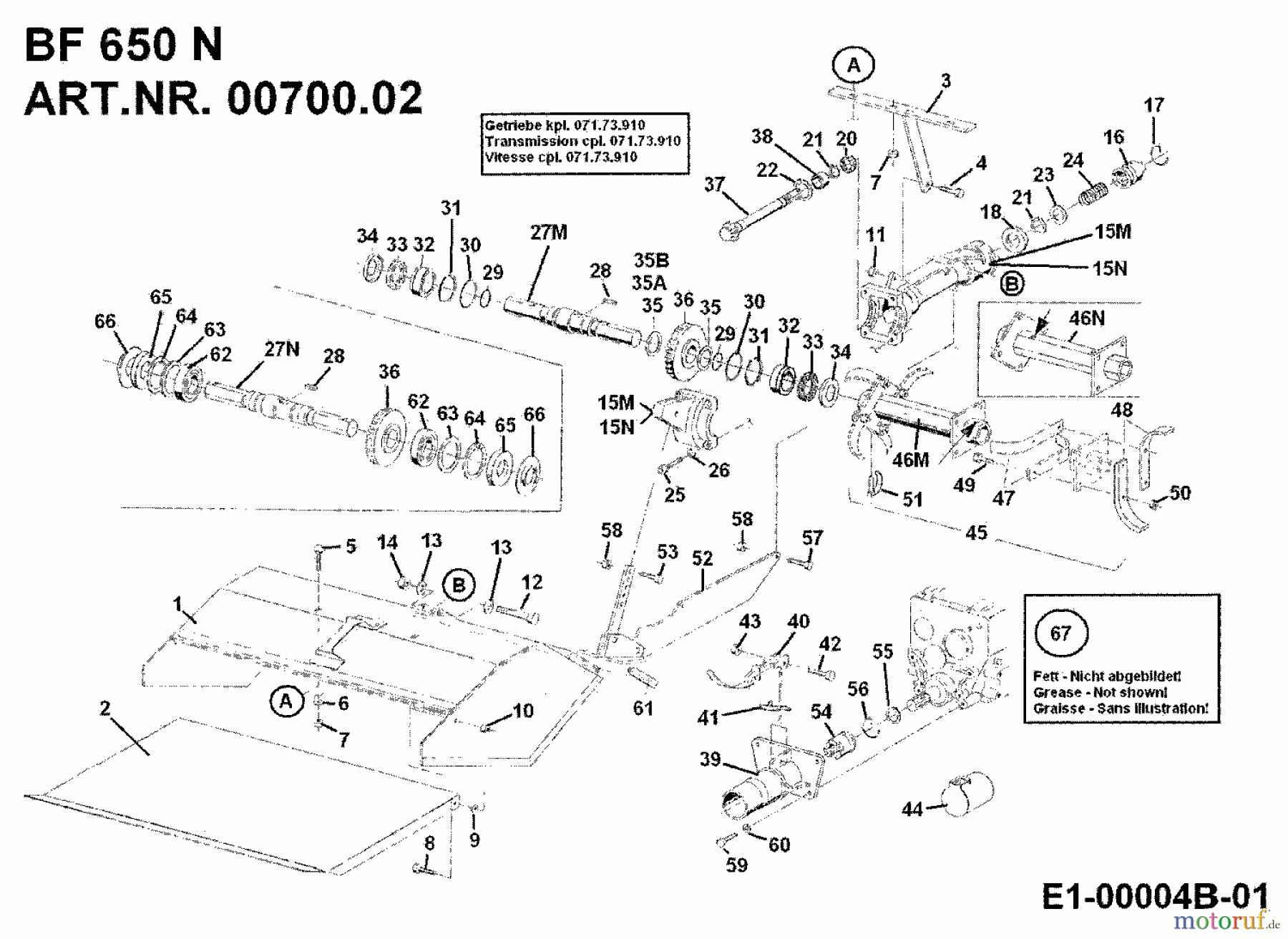  MTD Zubehör Zubehör Einachser Bodenfräse BF 650 N für 550-750 00700.02  (1992) Grundgerät