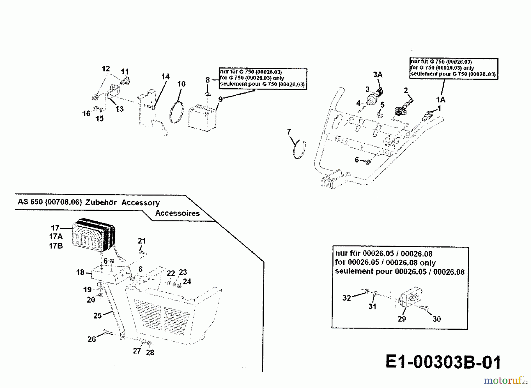 Gutbrod Einachser G 750 00026.03 (1990) Arbeitsscheinwerfer, Elektroschalter