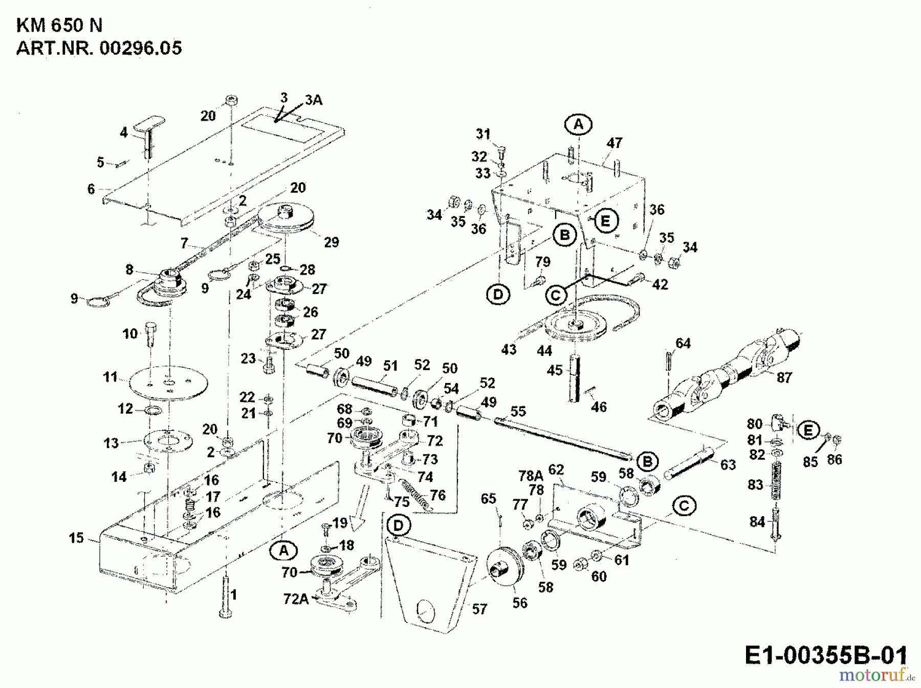 MTD Zubehör Zubehör Einachser Frontkehrmaschine KM 650 N für 550-750 00296.05 (1992) Kehrwalzenantrieb