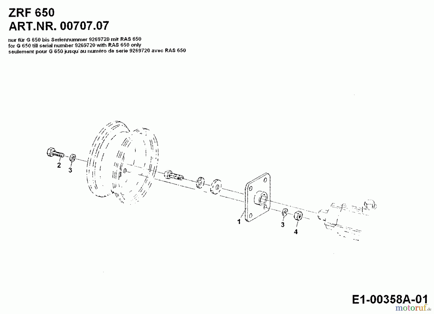  MTD Zubehör Zubehör Einachser Zusatzradflansch ZRF 650 für 650 00707.07  (1992) Räder