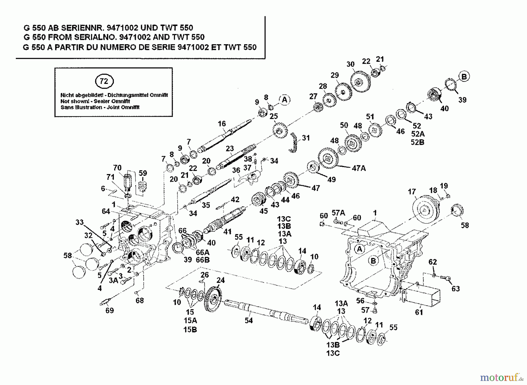  Cub Cadet Einachser TWT 550 00026.07  (1997) Getriebe