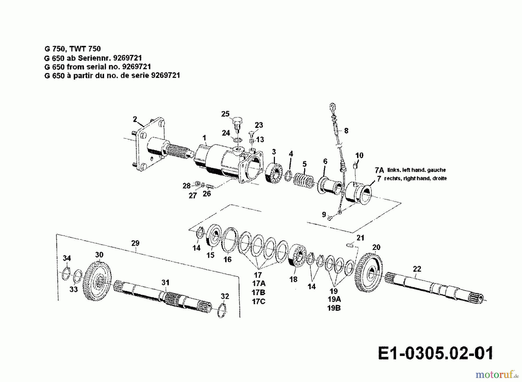  Gutbrod Einachser G 750 00026.03  (1990) Achstrichter, Halbachsen ab Seriennr. 9269721