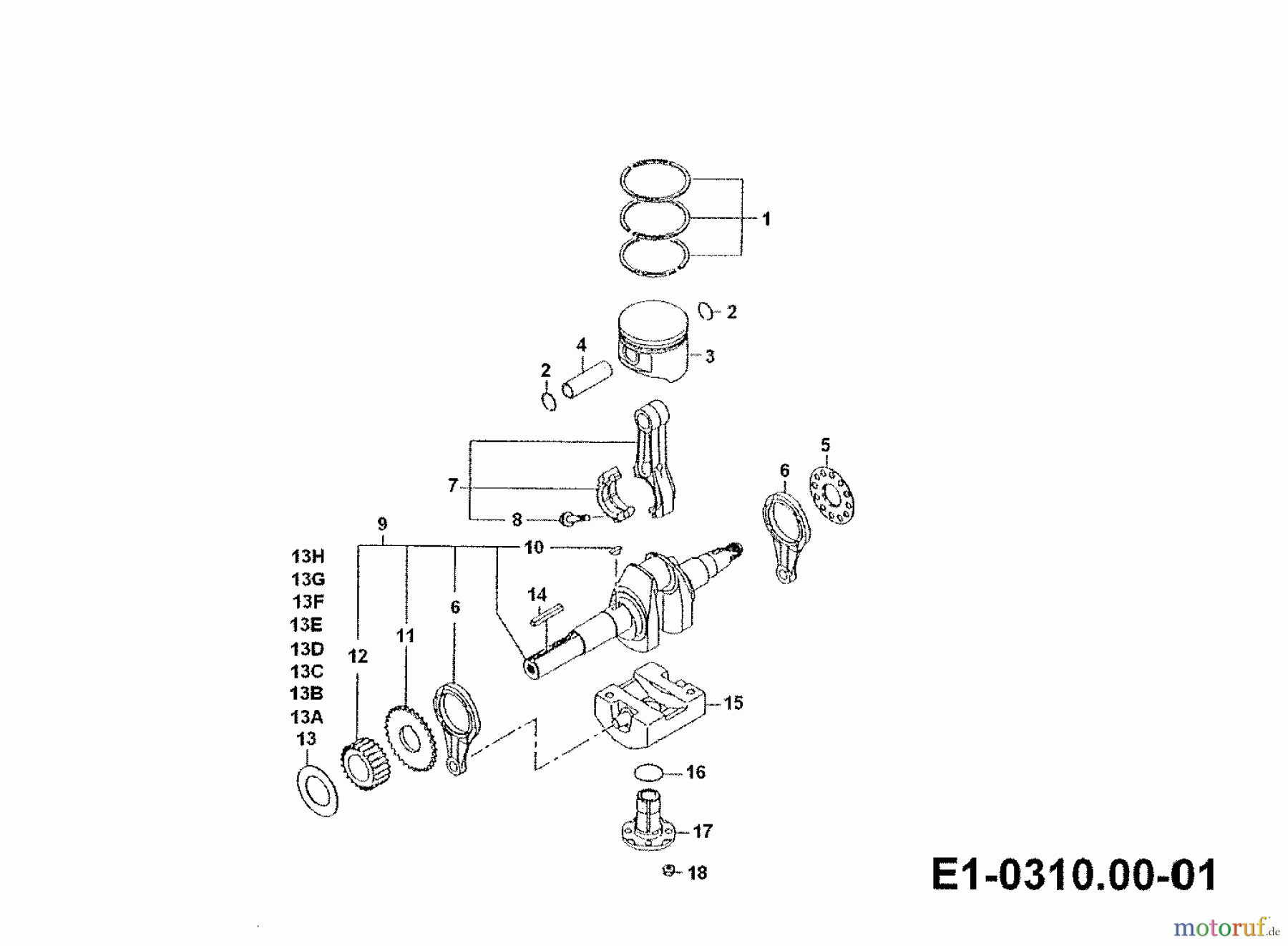 Gutbrod Einachser G 750 00026.03 (1990) Kolben, Kurbelwelle, Pleuel
