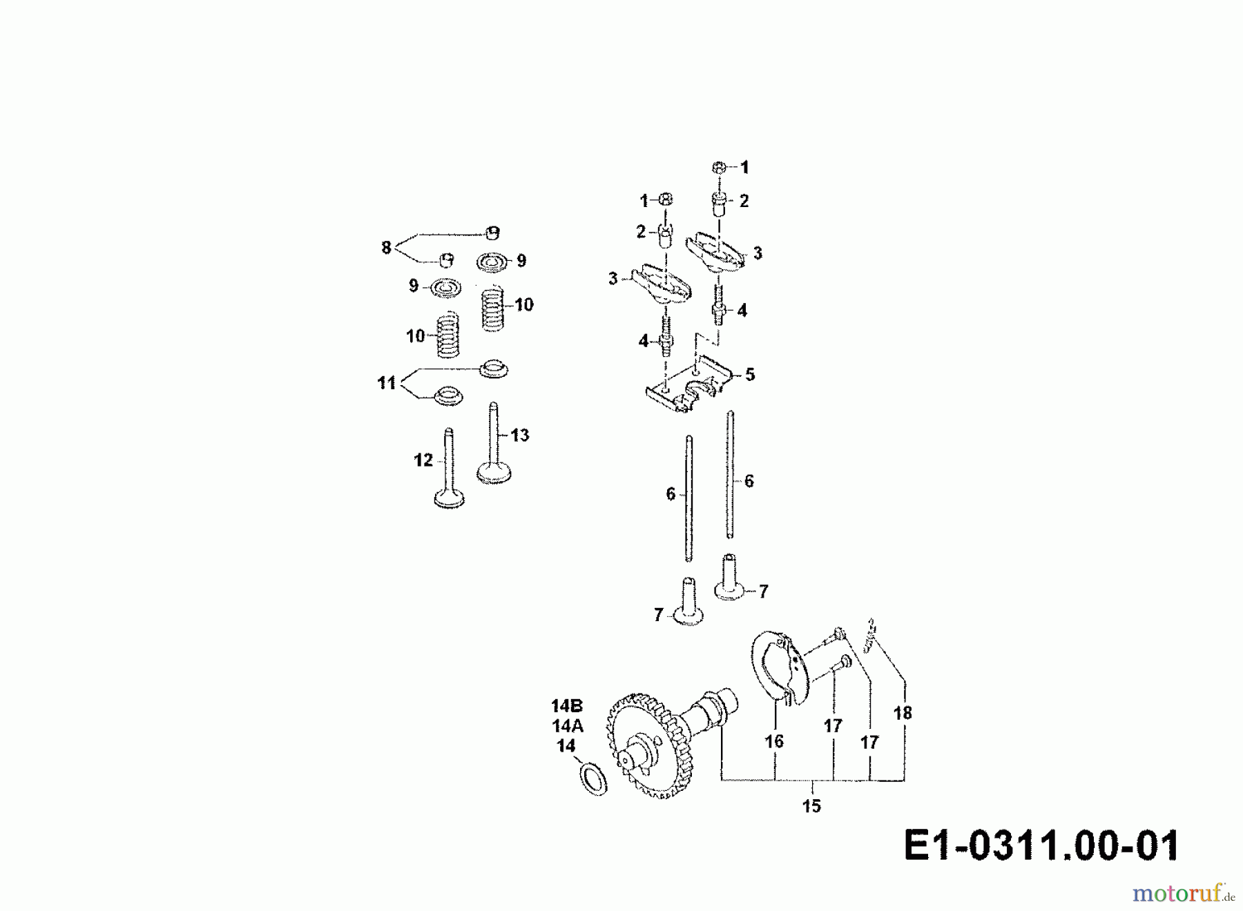 Gutbrod Einachser G 750 00026.03 (1990) Nockenwelle, Ventile