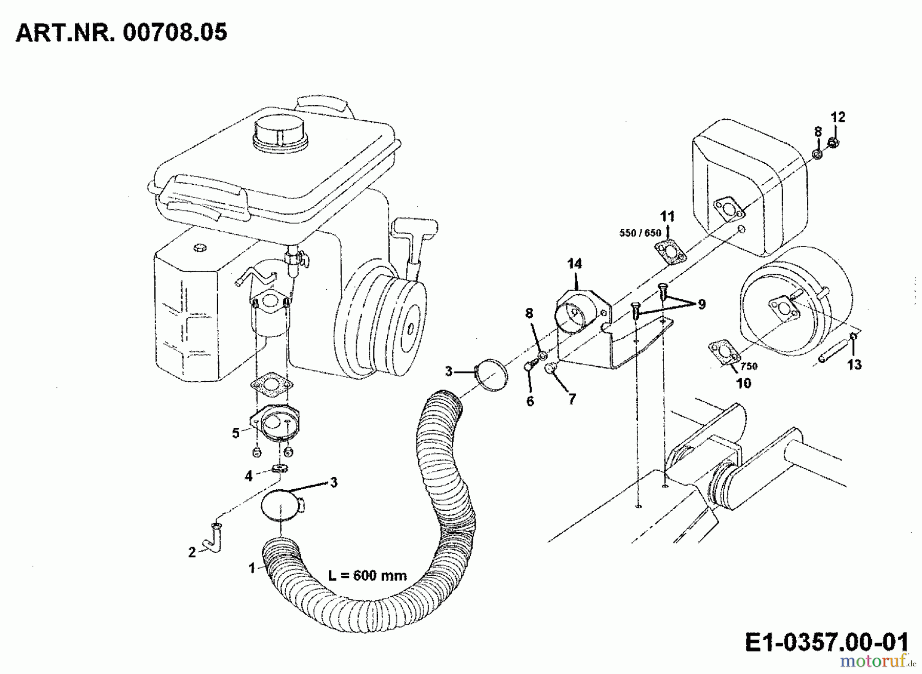  MTD Zubehör Zubehör Einachser Schnorchelfilter SF für 550-750 00708.05  (1993) Grundgerät