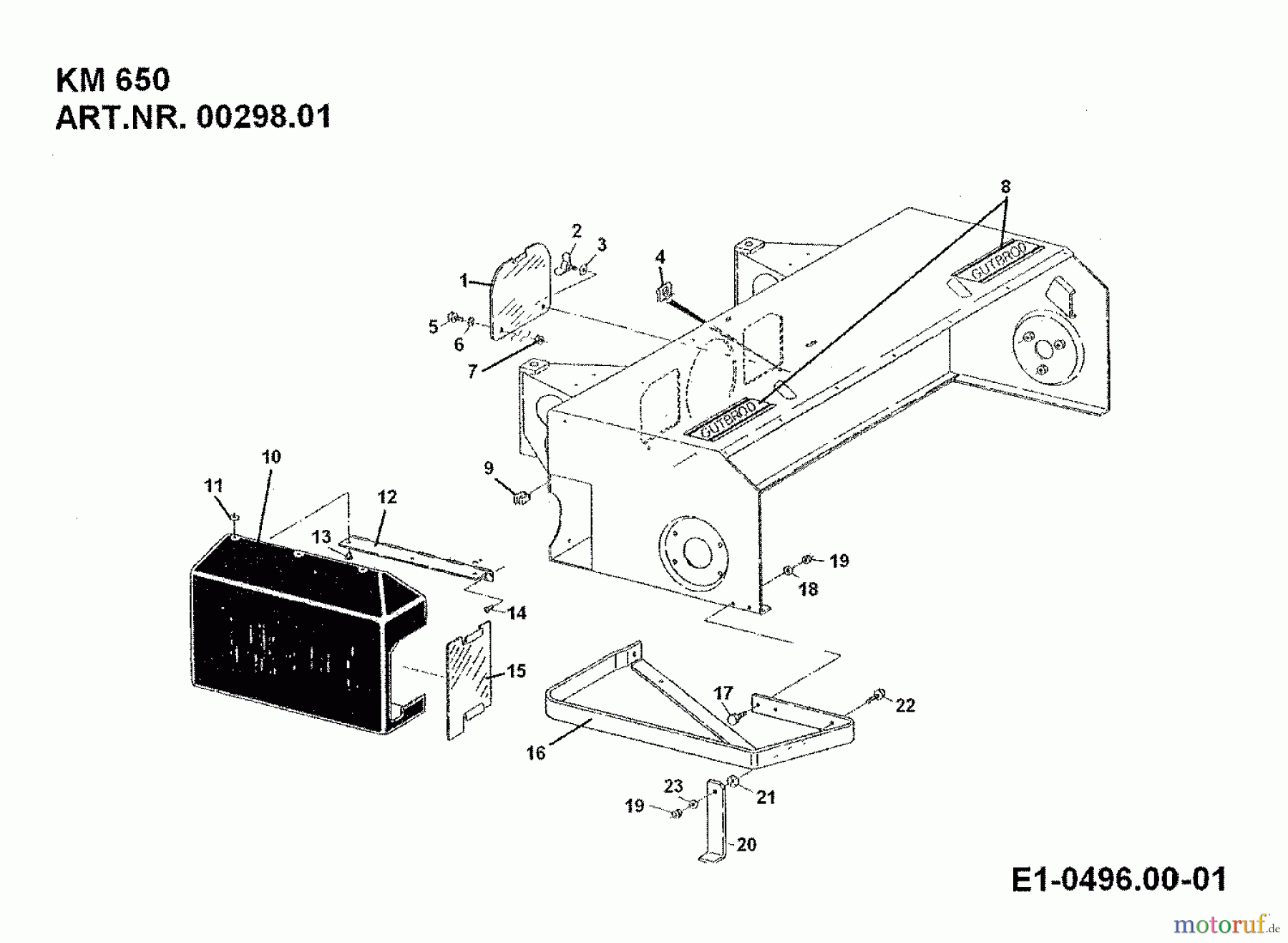 MTD Zubehör Zubehör Einachser Frontkehrmaschine KM 650 S für 550-750 00298.01 (1994) Abdeckung Getriebe