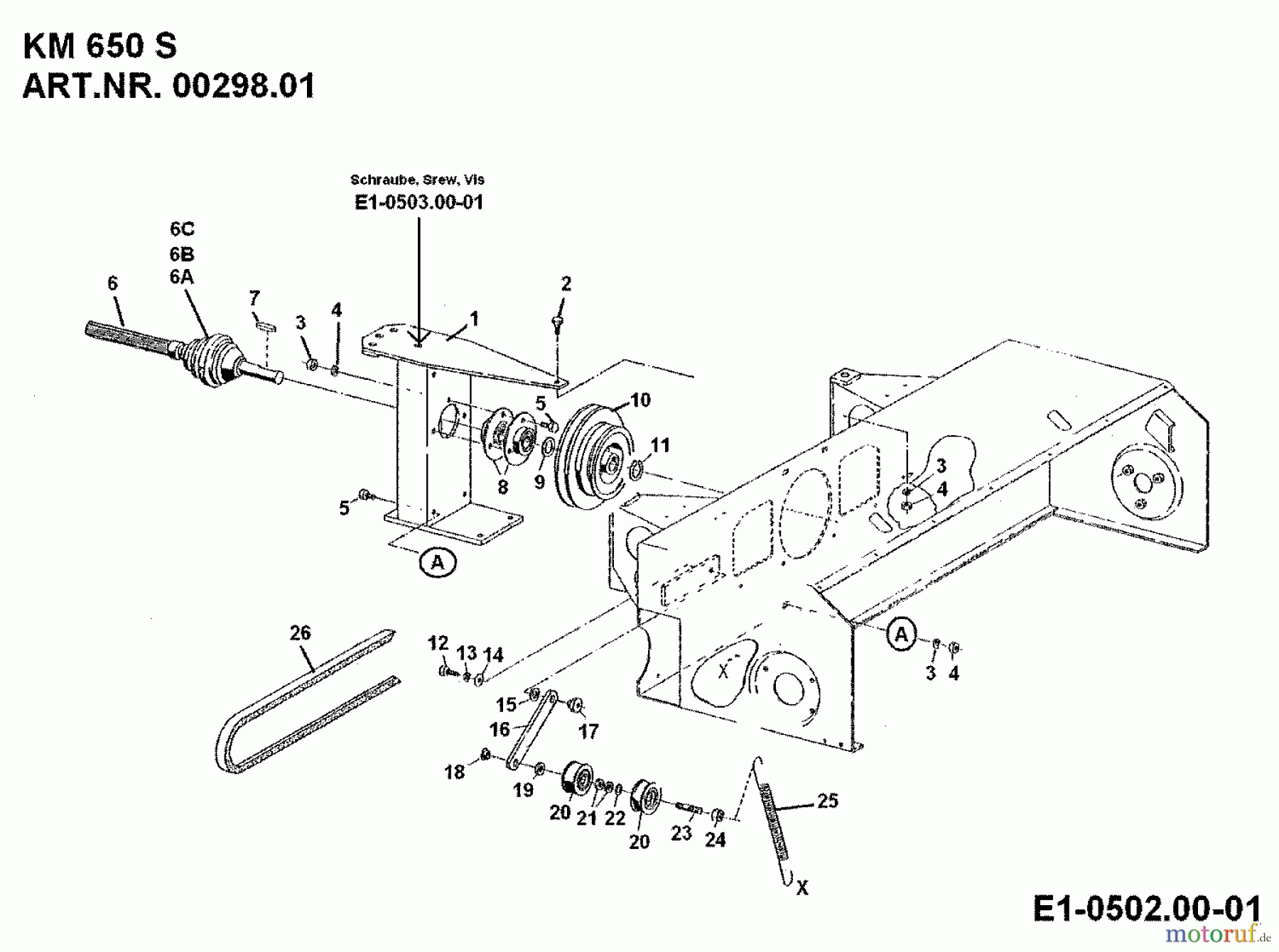MTD Zubehör Zubehör Einachser Frontkehrmaschine KM 650 S für 550-750 00298.01 (1994) Gleichlaufgelenk