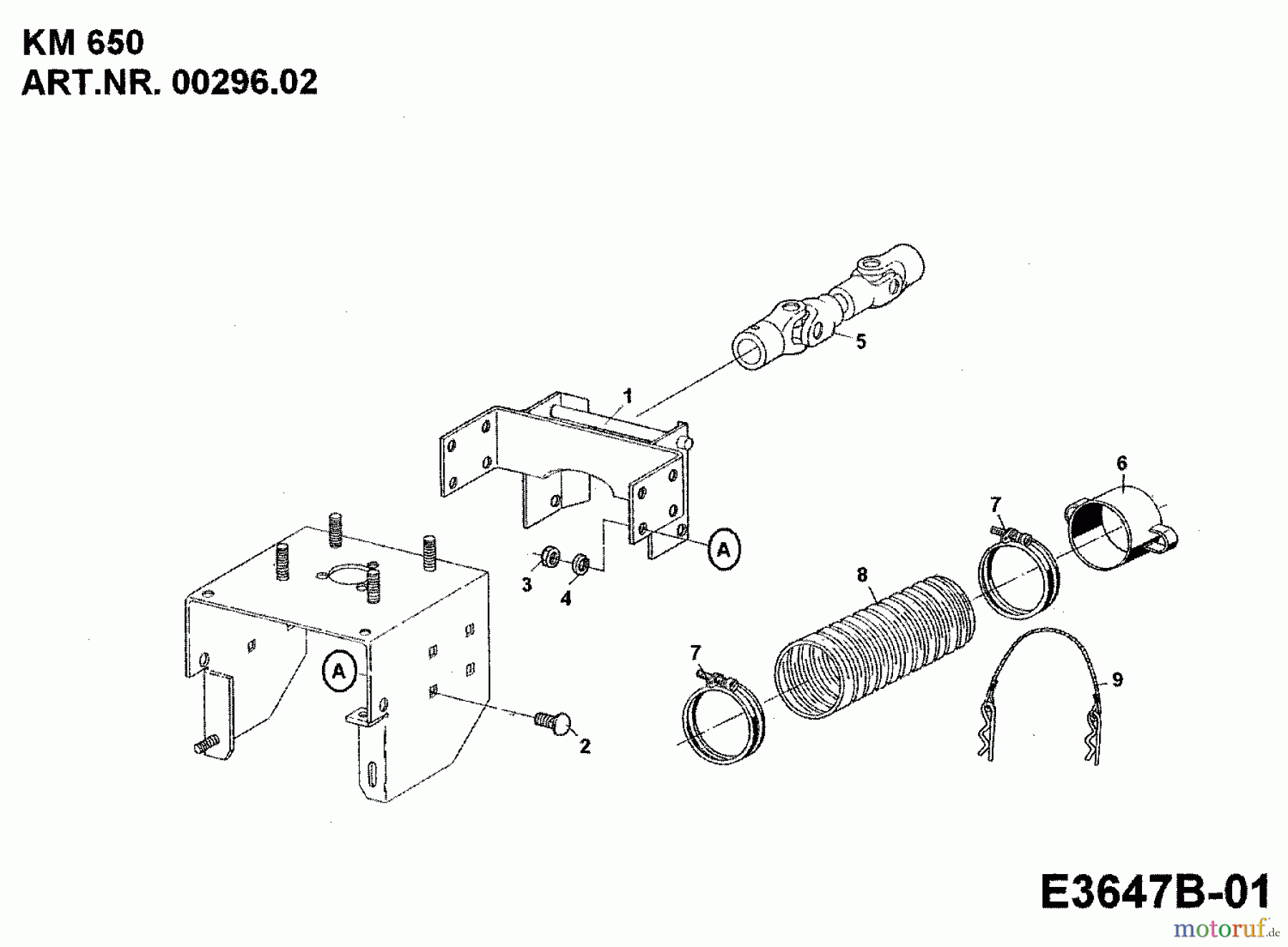 MTD Zubehör Zubehör Einachser Frontkehrmaschine KM 650 für 550-750 00296.02 (1989) Gelenkwelle