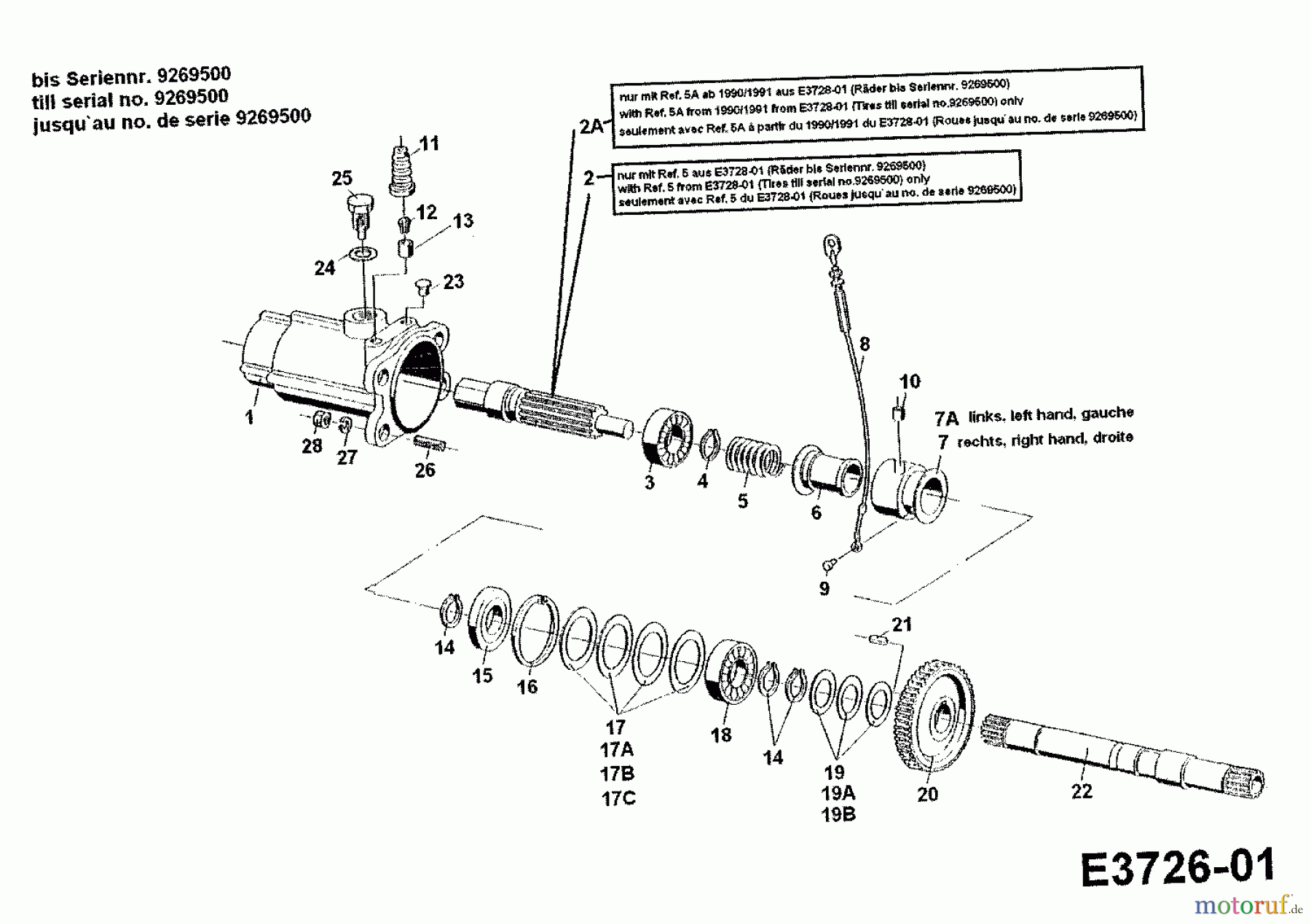  Gutbrod Einachser G 650 00026.01  (1988) Achstrichter, Halbachsen bis Seriennr. 9269500