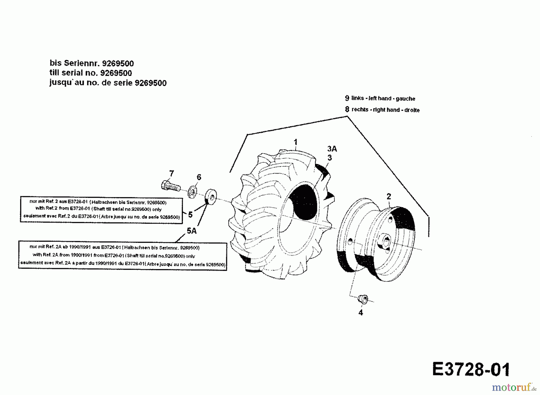 Cub Cadet Einachser TWT 650 00026.06  (1997) Räder bis Seriennr. 9269500