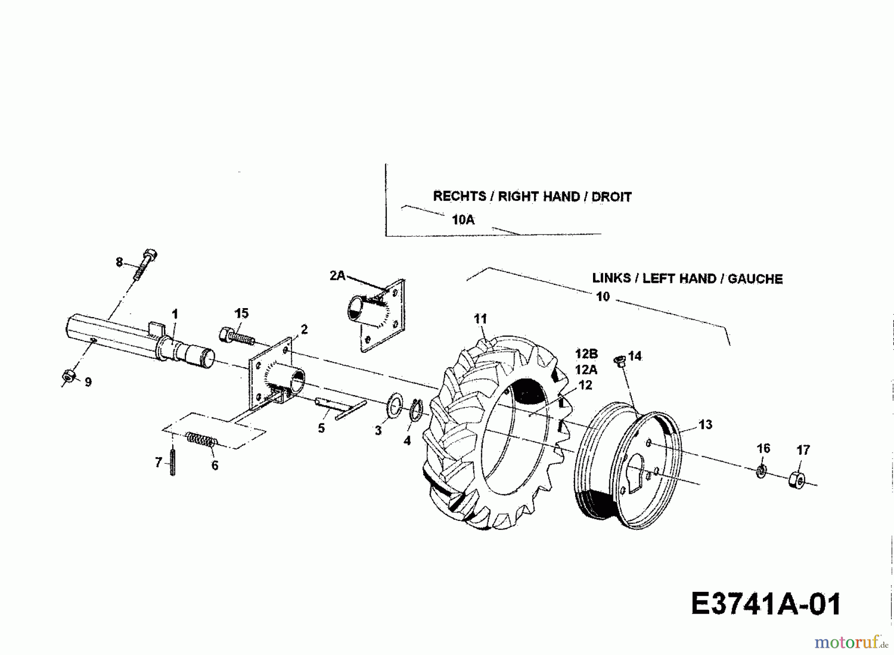  Cub Cadet Einachser TWT 550 00026.07  (1997) Achsen, Räder