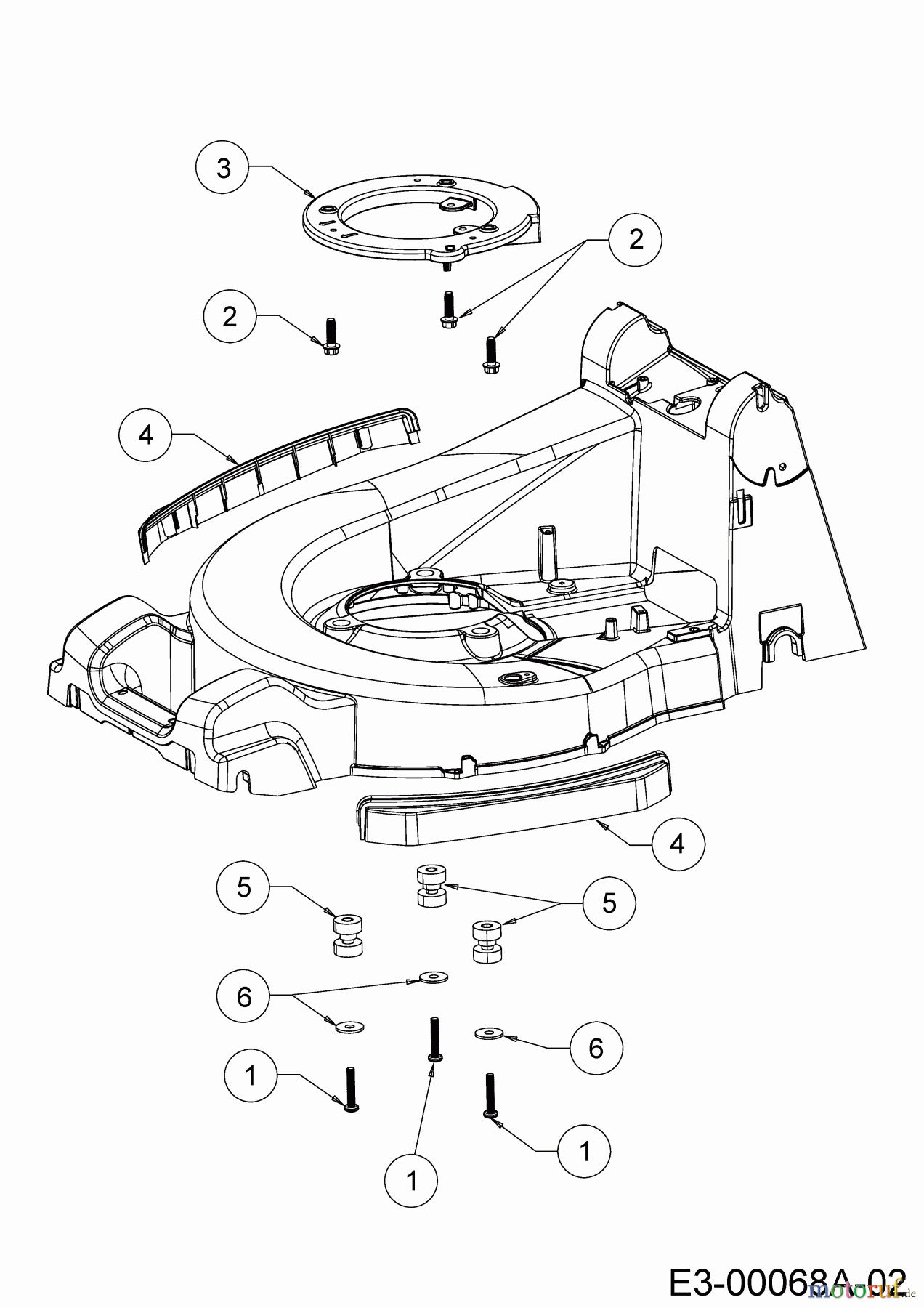 WOLF-Garten Expert Motormäher mit Antrieb Expert 46 W ES SP 12ACYAS7650  (2018) Stoßdämpfer, Zwischenring Motor