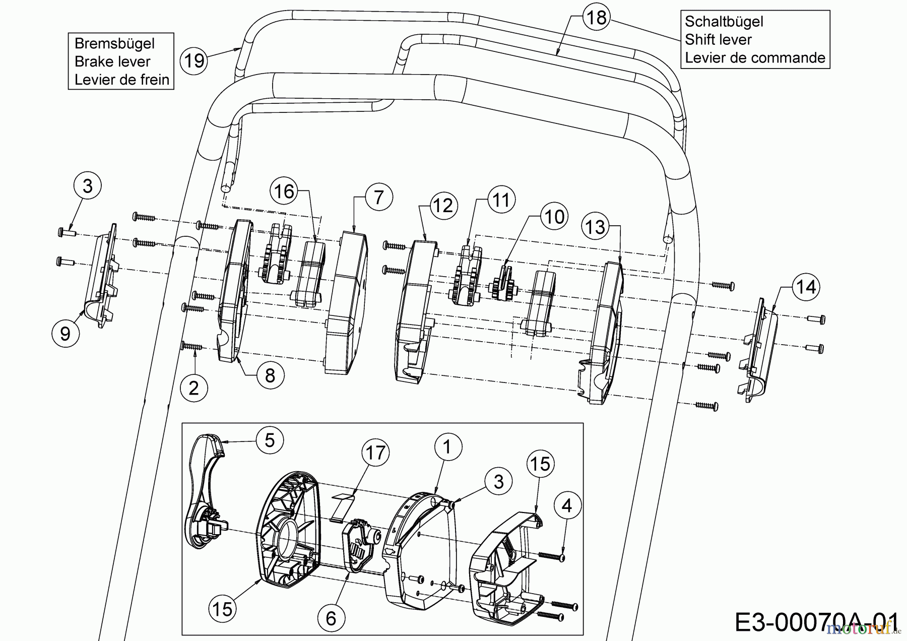 WOLF-Garten Expert Motormäher mit Antrieb Expert 53 B ES V 12ARZA9B650 (2018) Bremsbügel, Geschwindigkeitsregelung, Schaltbügel