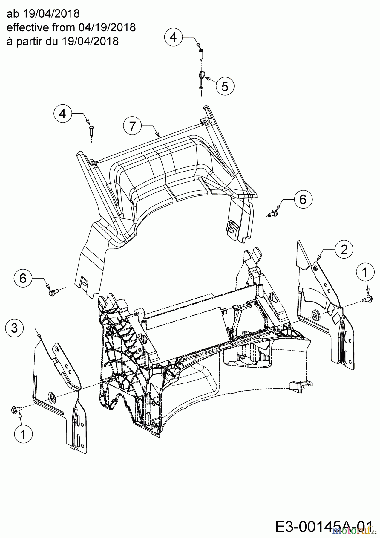 Cub Cadet Motormäher mit Antrieb LM2 DR46ES 12BCTQS7603 (2018) Abdeckung hinten ab 19/04/2018